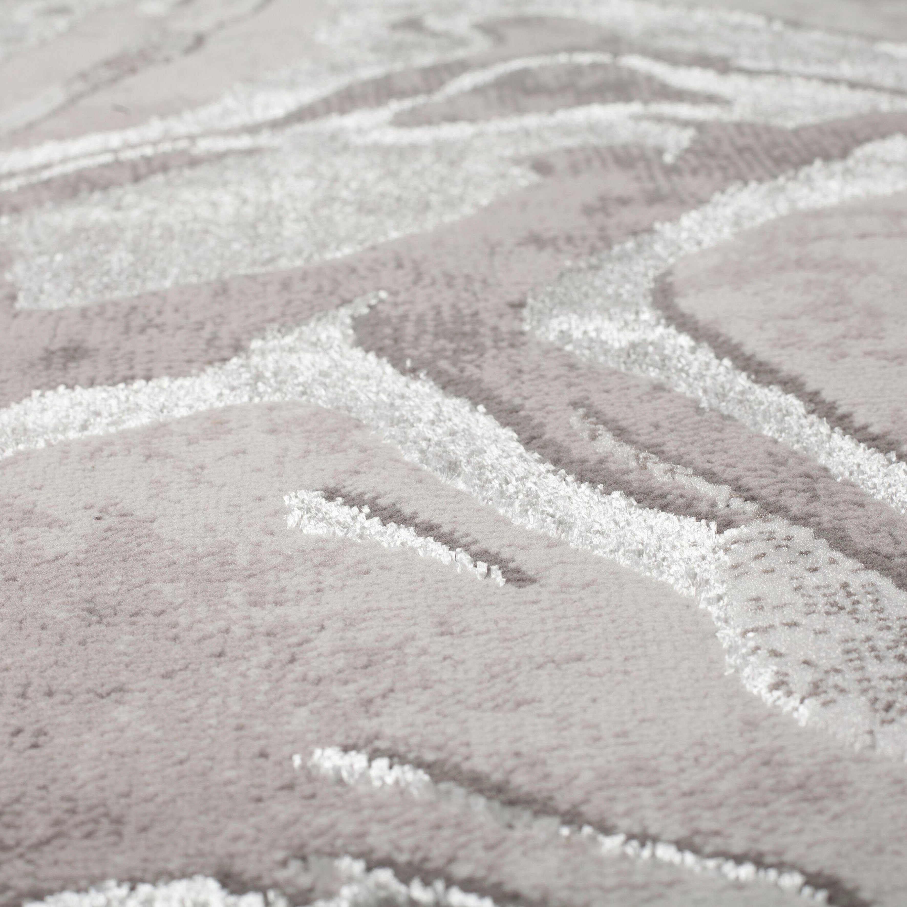 Glanz, modernes Marmor-Design mehrfarbig, Teppich Marbled, 12 Höhe: FLAIR dezenter mm, silberfarben rechteckig, RUGS,