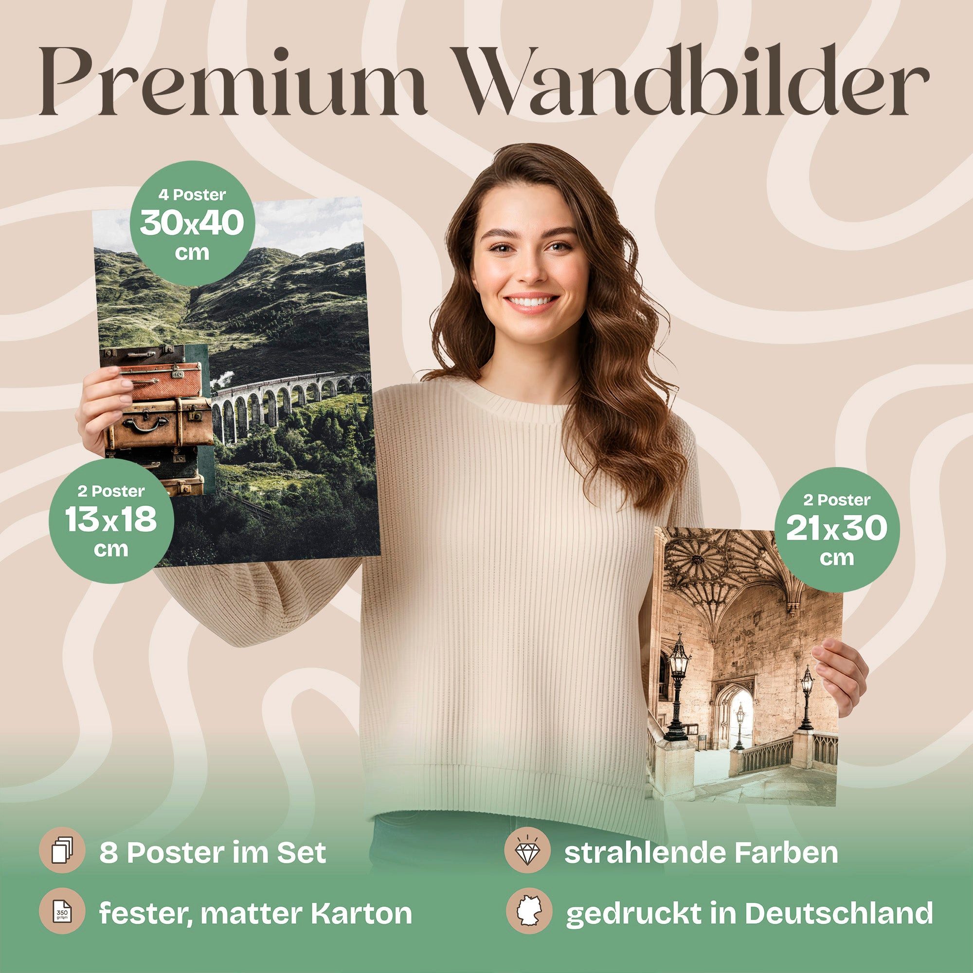 ARTFAVES Bilder-Collage Poster Set Potterhead I mehrteilige Bilderwand I Wandbilder Potter, (Wandbilder modern, 8 St)