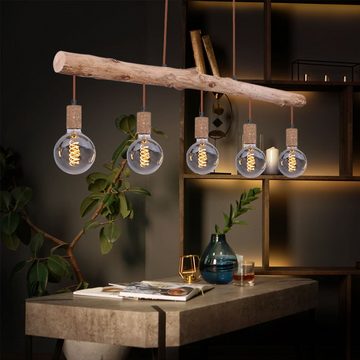 etc-shop Hängeleuchte, Leuchtmittel nicht inklusive, RETRO Pendel Decken Lampe Wohn Zimmer Holz Balken Hänge Leuchte