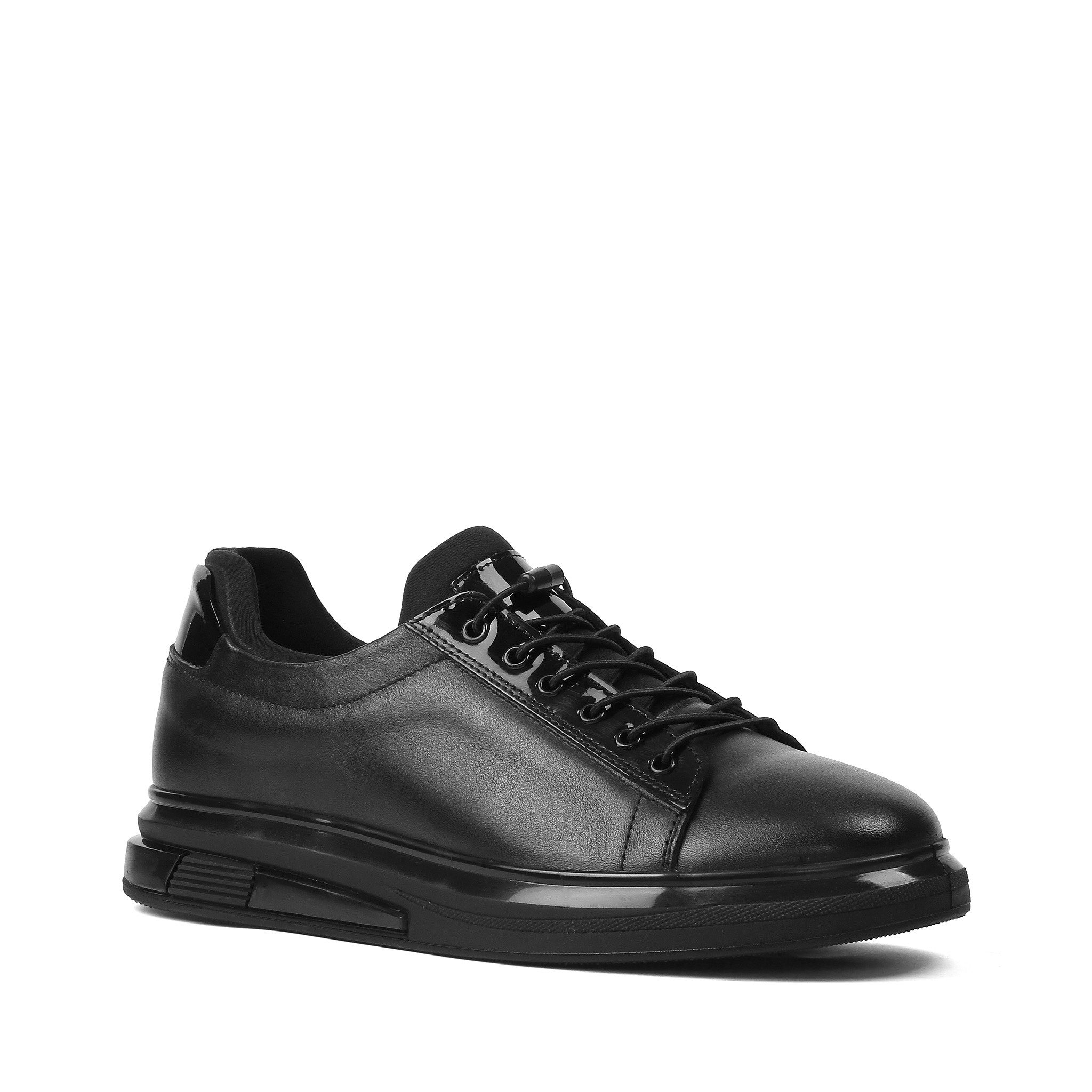 Celal Gültekin Plateau Slipper Schnellverschluss Freizeit Herren Slip-On Sneaker Glattleder, Echtleder-Futter & Decksohle, Schwarz, 41