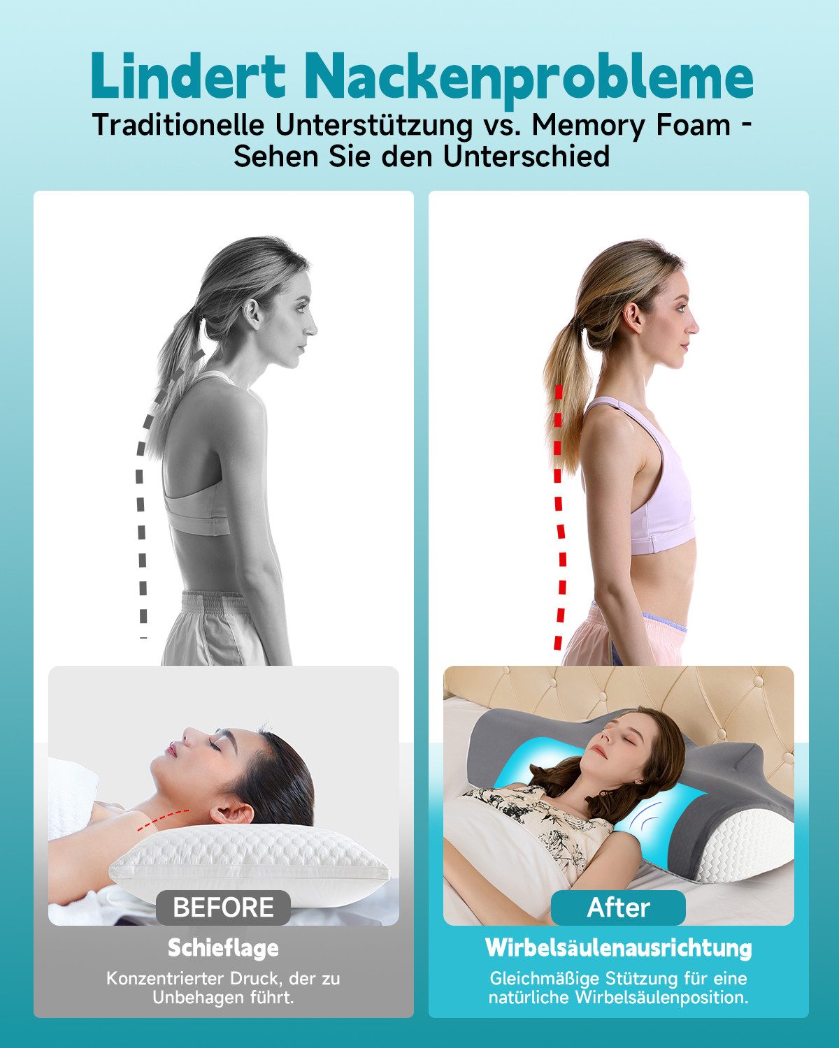 Esun Kopfkissen Nackenstützkissen, Kopfkissen Memory Foam, Kissen Seitensch günstig online kaufen