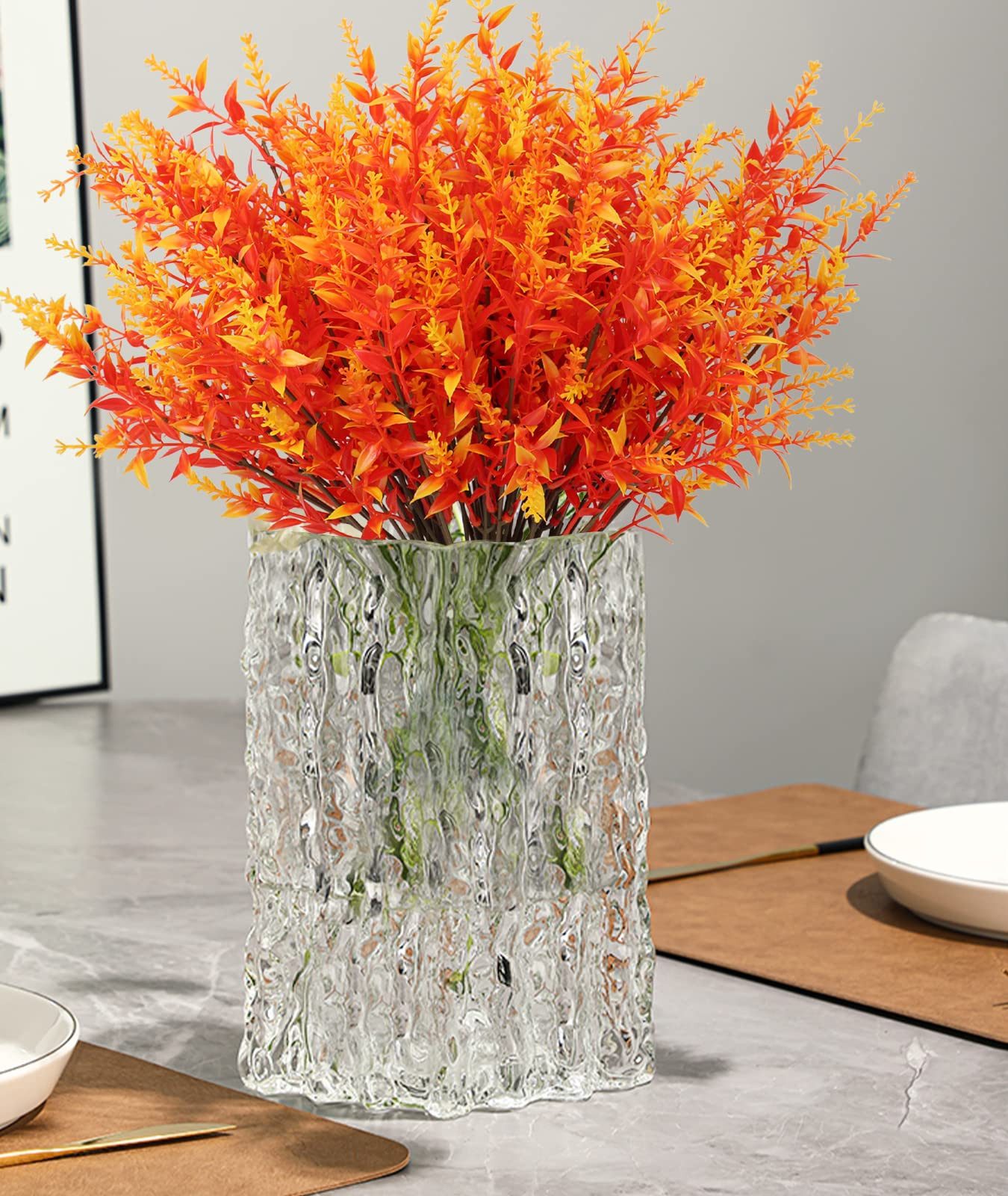 Kunstblumenstrauß 8 Bündel Künstliche Herbstblumen Künstlich Herbststrauß Herbst Deko, Bomiclss, Herbst Balkonpflanzen Herbstzweige für Drinnen Draußen Garten T – Bild 4 von 5