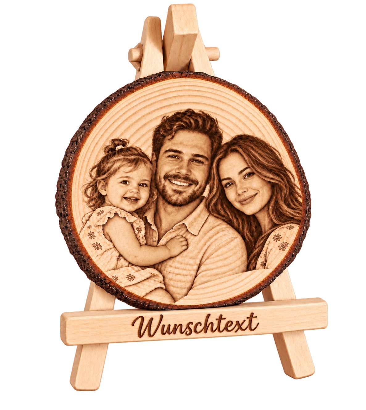 LaGravu Dekoobjekt Personalisierte Baumscheibe mit Fotogravur Individuelles Fotogeschenk, Individuell personalisiert mit Ihrem Wunschfoto und Wunschtext