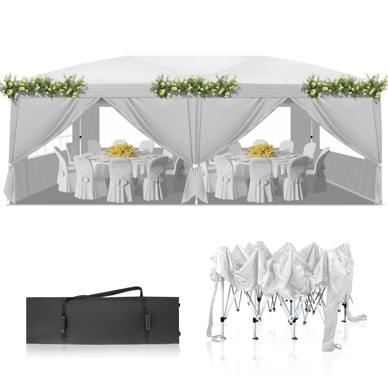 LALAHO Faltpavillon Pavillon Partyzelte 3x6m, Festzelt Gartenzelt für Garte günstig online kaufen