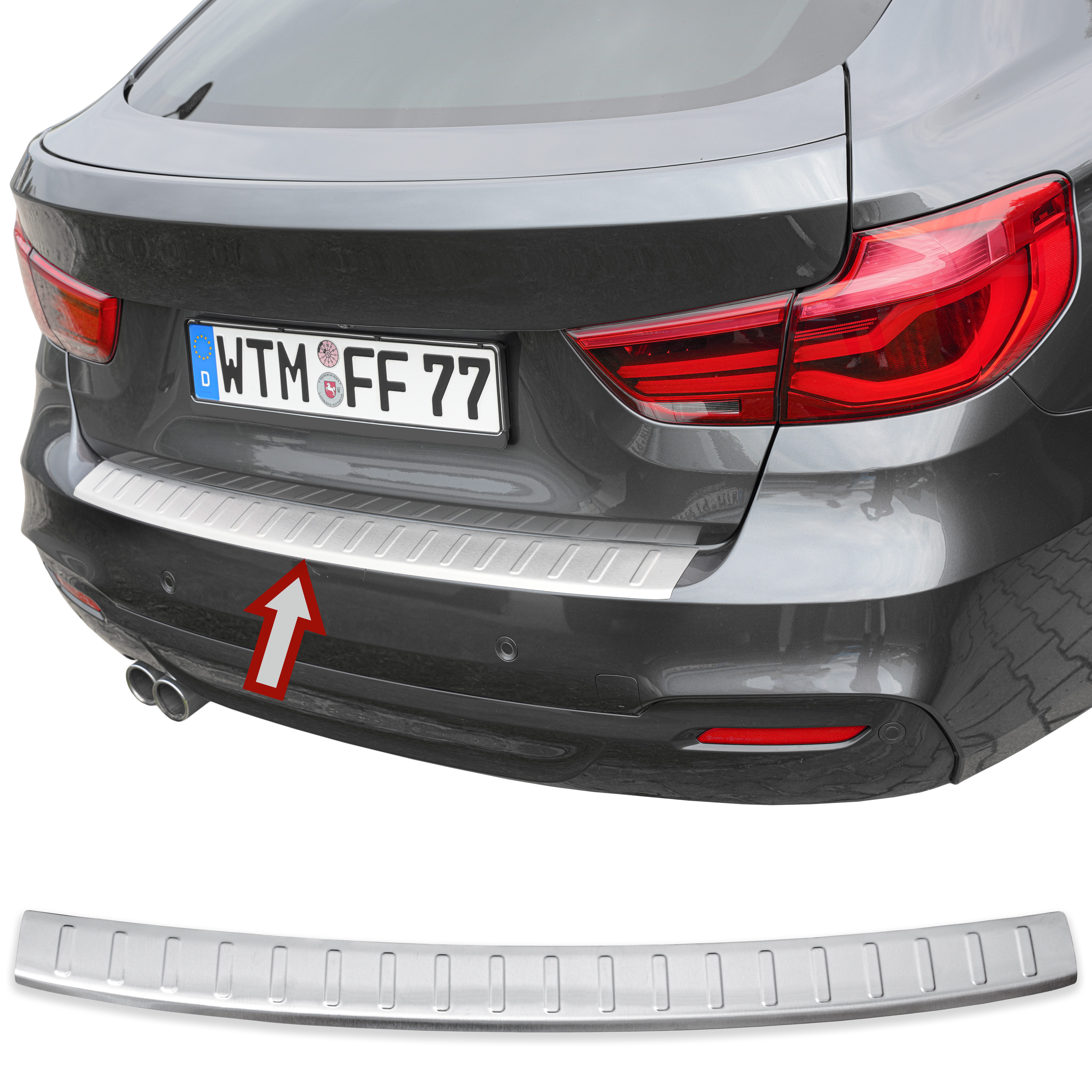 RECAMBO Ladekantenschutz für BMW 3er GT, F34, 2013-2020 Stoßstangenschutz, V2A rostfrei, Exklusive Optik, praktischer Schutz & perfekte Passform