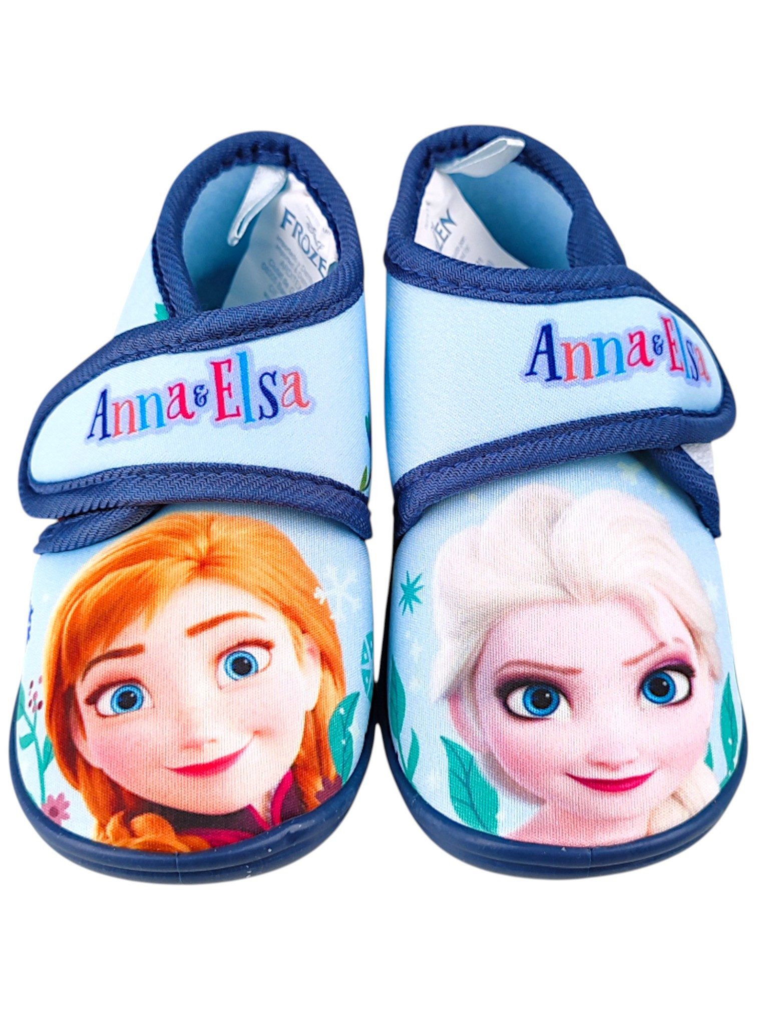 Disney Frozen Elsa & Anna Hausschuh Mädchen Pantoffeln mit Klettverschluss Gr. 22-27