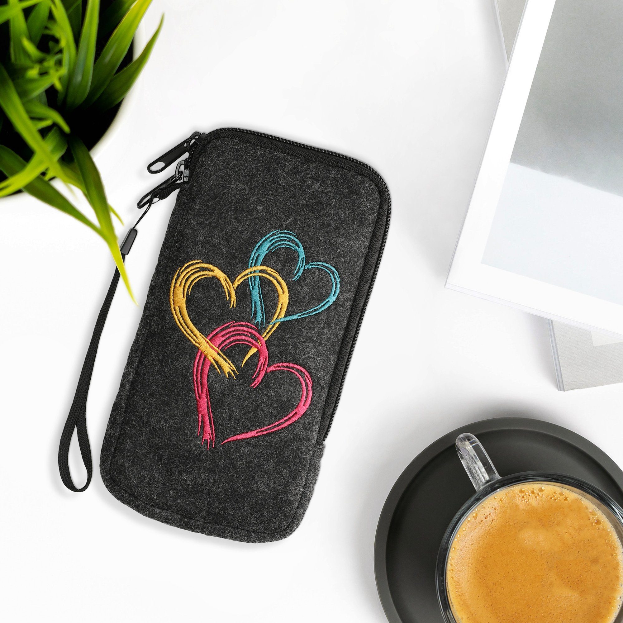 kwmobile Handytasche Handytasche für Smartphones XL - 6,7/6,8" (1-tlg), Handy Filztasche - 17,2 x 8,4 cm Innenmaße