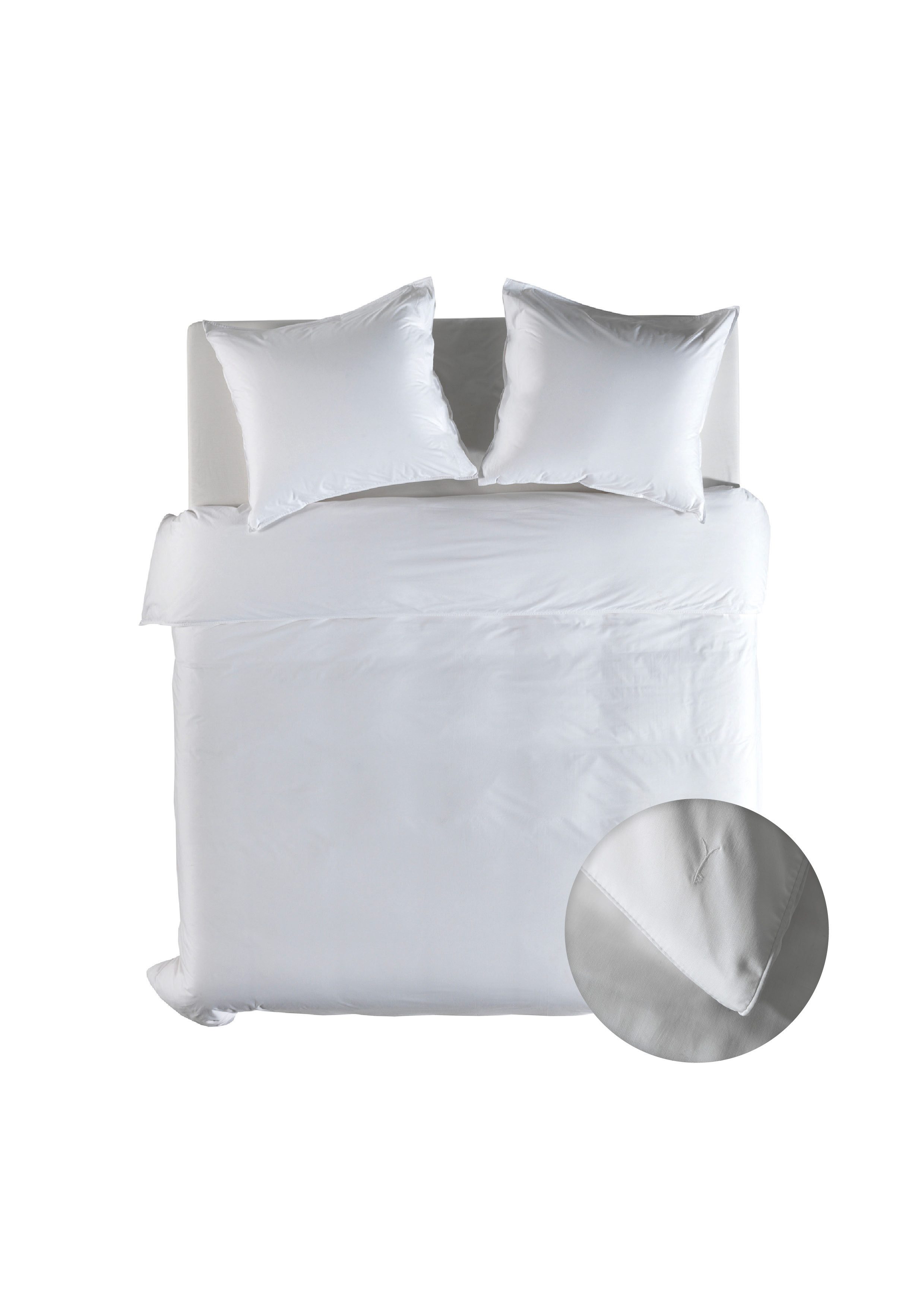 YELLOW Bettwäsche Suite Dubai Dbo 240 Blanc de Blanc 240x220 Blanc-de-Blanc Uni, Mako Satin, 3 teilig, Bettwäsche 240x220 Baumwolle Mako Satin Uni Hotelverschluss