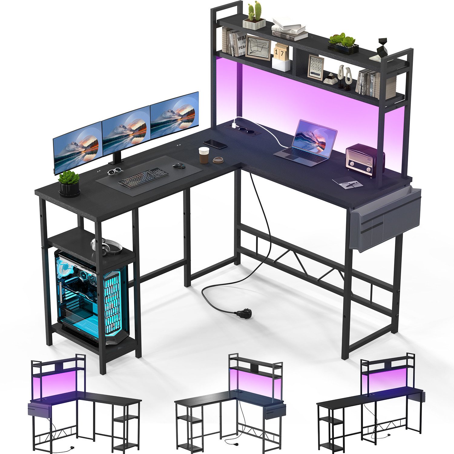 GUNJI Eckschreibtisch Gamingtisch Schreibtisch mit LED günstig online kaufen