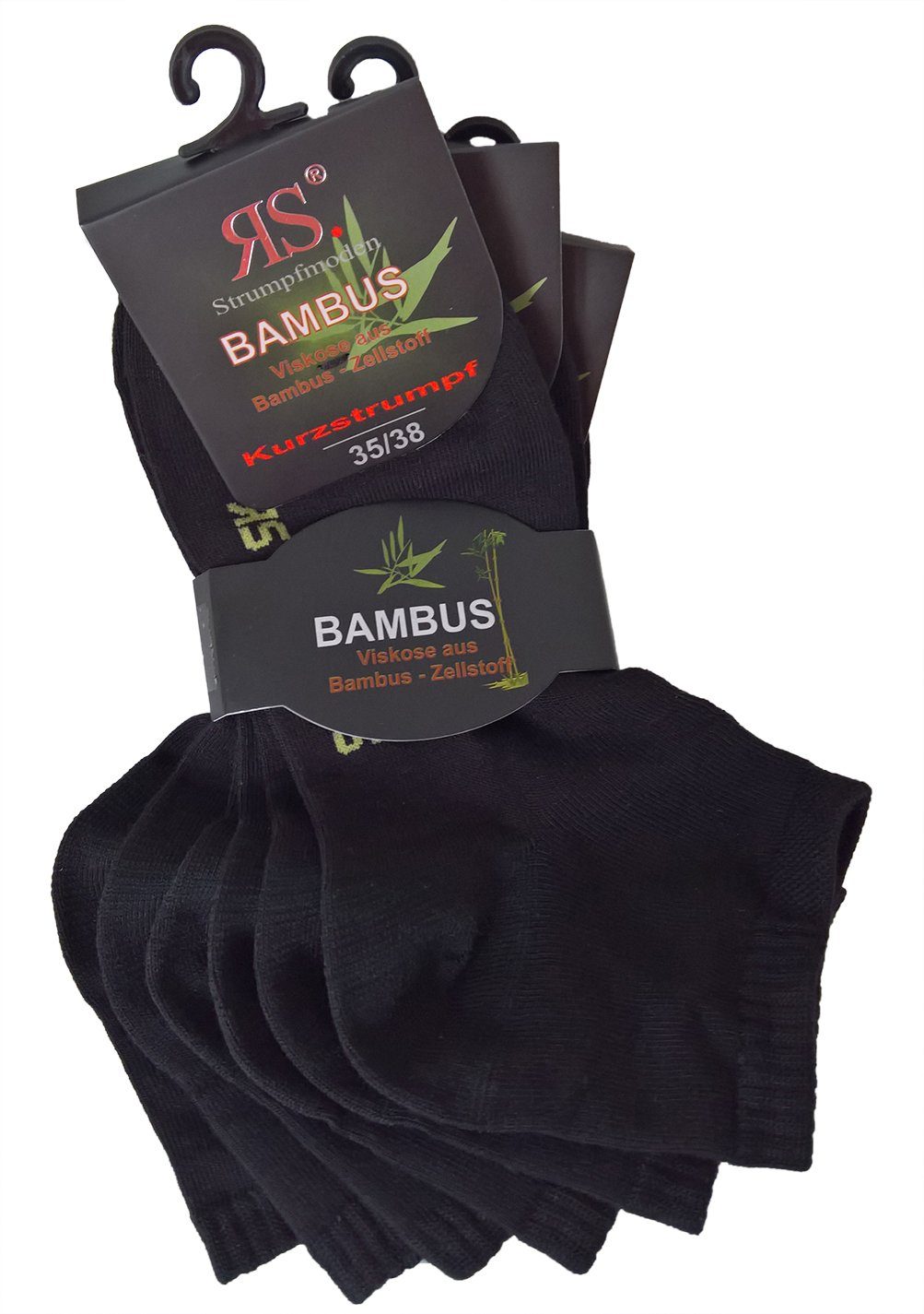 Bambus Kurzsocken Strümpfe (3-Paar) Kurzschaftsocke aus BAMBUS schwarz-39-42 Riese Viskose