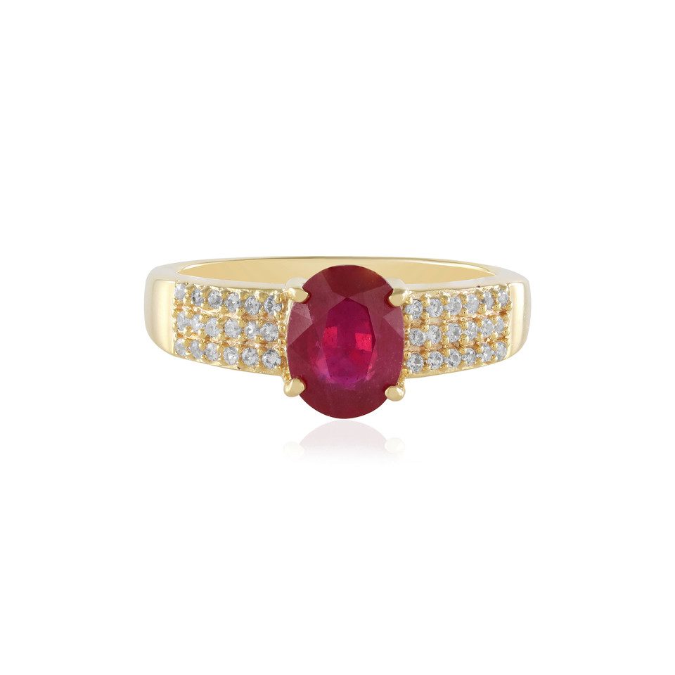 Silberring Madagaskar Rubin Goldplattierter Silberring