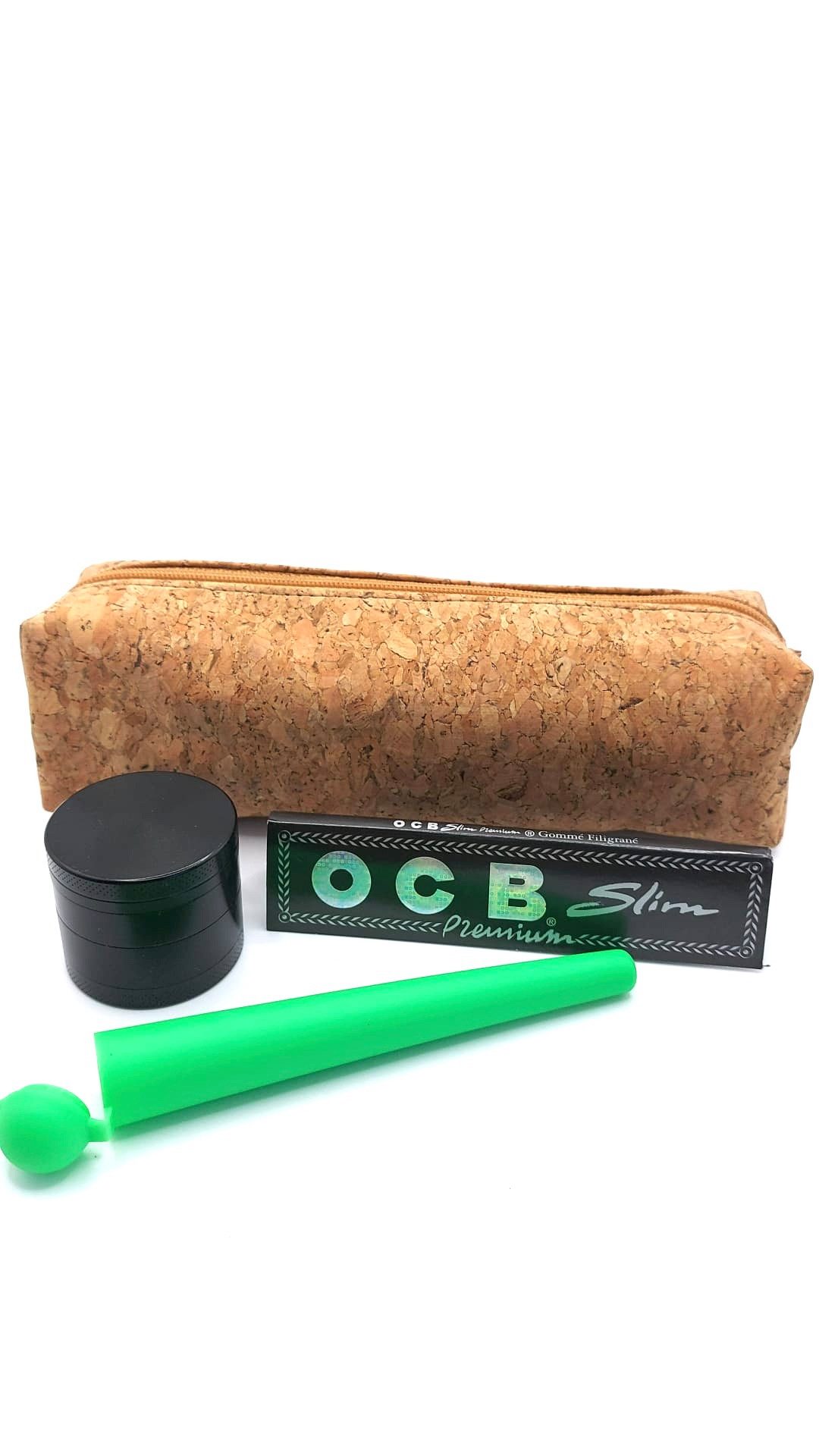 meytrade Gewürzmühle Grinder Set Kräutermühle Tasche & OCB Blättchen Joint Hülle