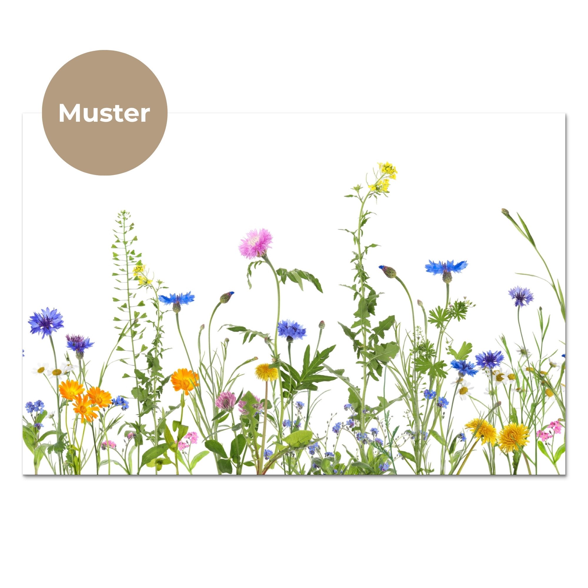 KitchenYeah Küchenrückwand Muster selbstklebend (keine Folie) Blumen - Feldblumen - Frühling, (1-tlg), Spritzschutz, Küche, Rückwand, Küchenwand, Küchenfront, 30x20 cm