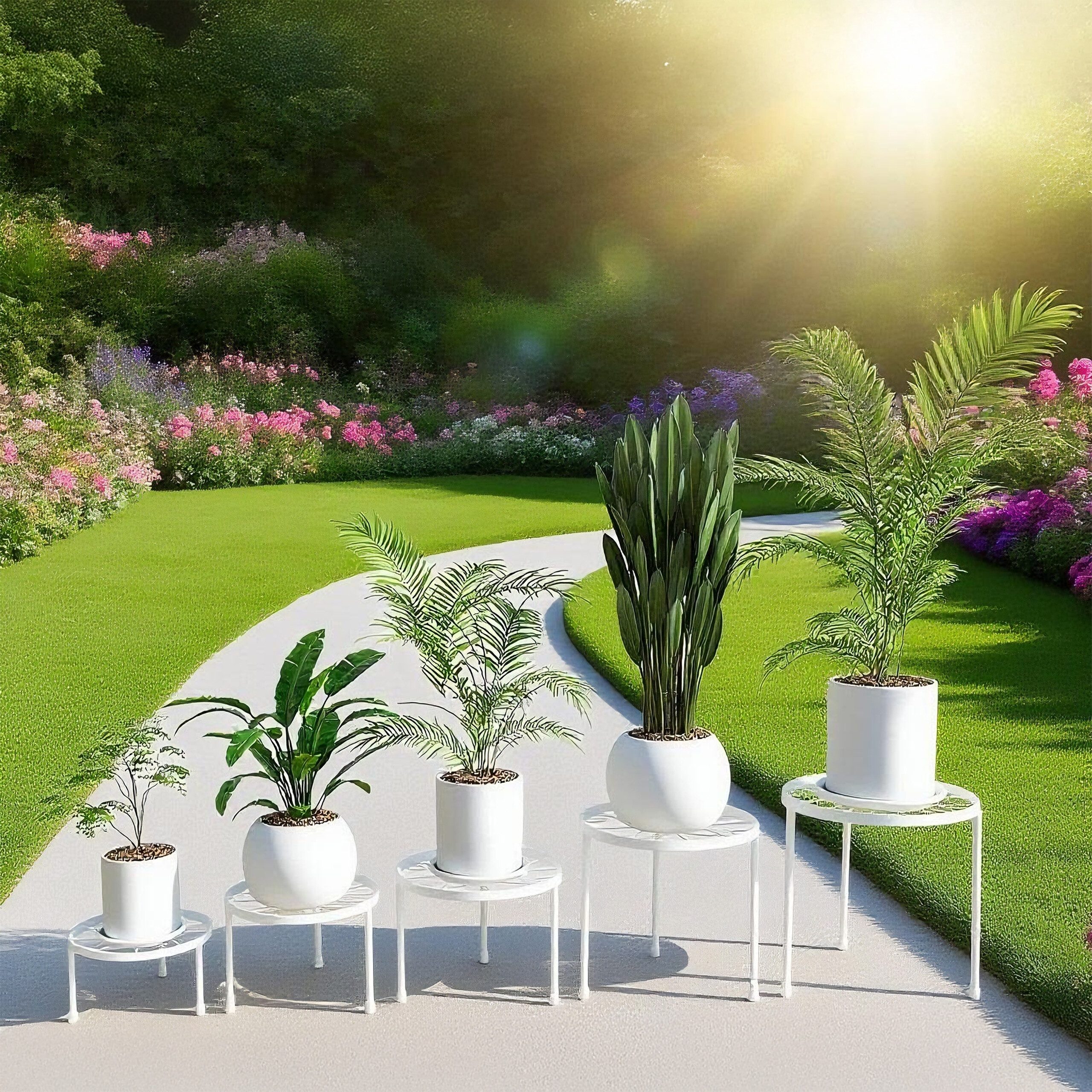 relaxdays Blumenhocker Runde Blumenständer im 5er Set (5er Set), weiß günstig online kaufen