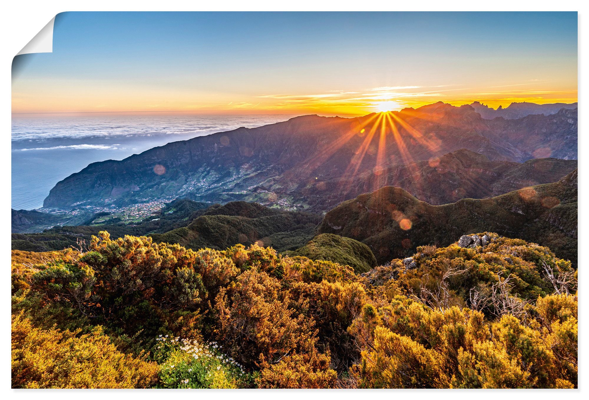 Artland Wandbild Sonnenaufgang über Madeira Bica da Cana, Bilder vom Sonnenuntergang & -aufgang (1 St), als Alubild, Leinwandbild, Poster, Wandaufkleber in verschied. Größen