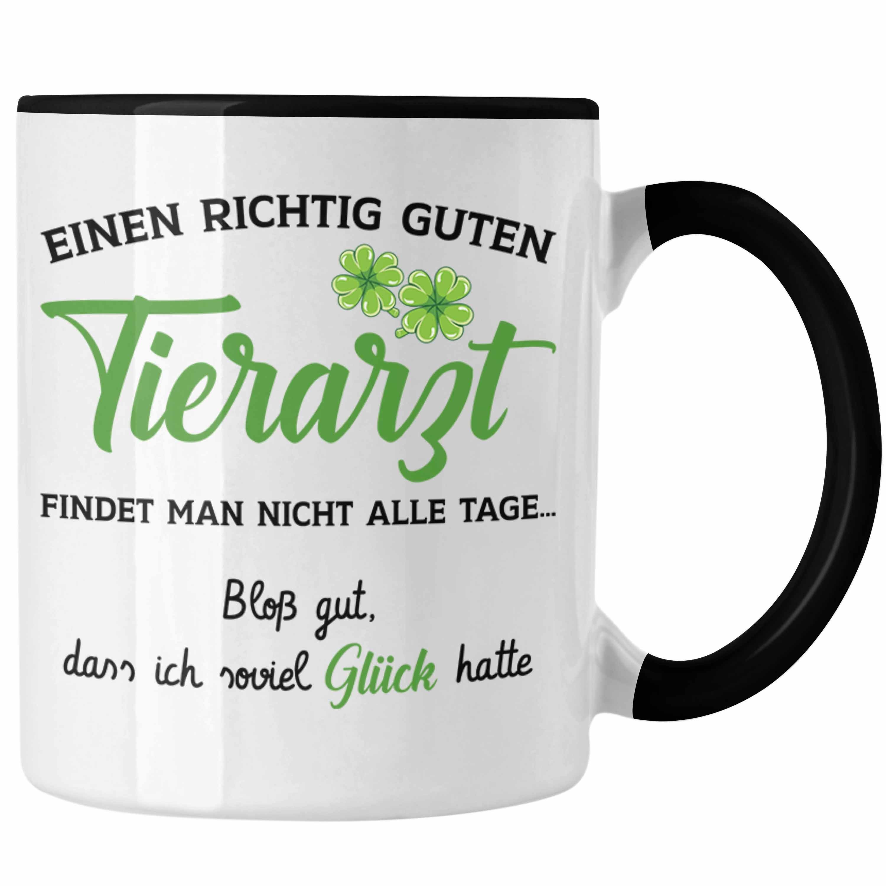 Trendation Tasse Trendation - Bester Tierarzt Geschenk Tasse Geschenkideen Veterinär Danke Dankeschön Weihnachten Schwarz