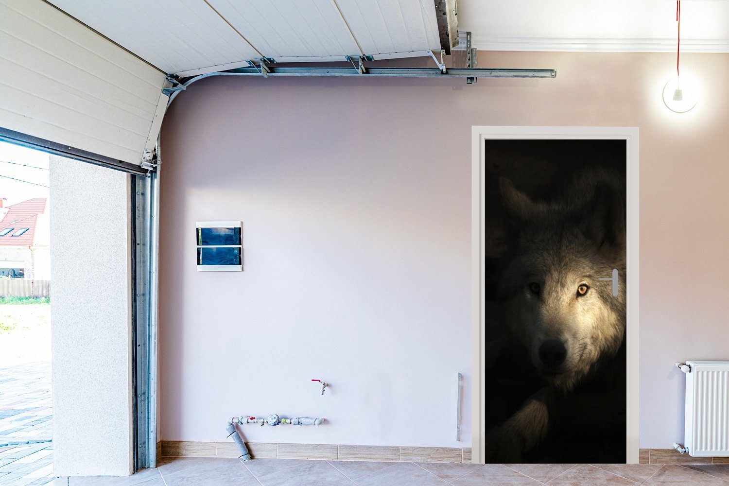arktischen (1 Porträt Türtapete Tür, Fototapete Türaufkleber, MuchoWow cm Wolfs, St), für 75x205 bedruckt, eines Matt,