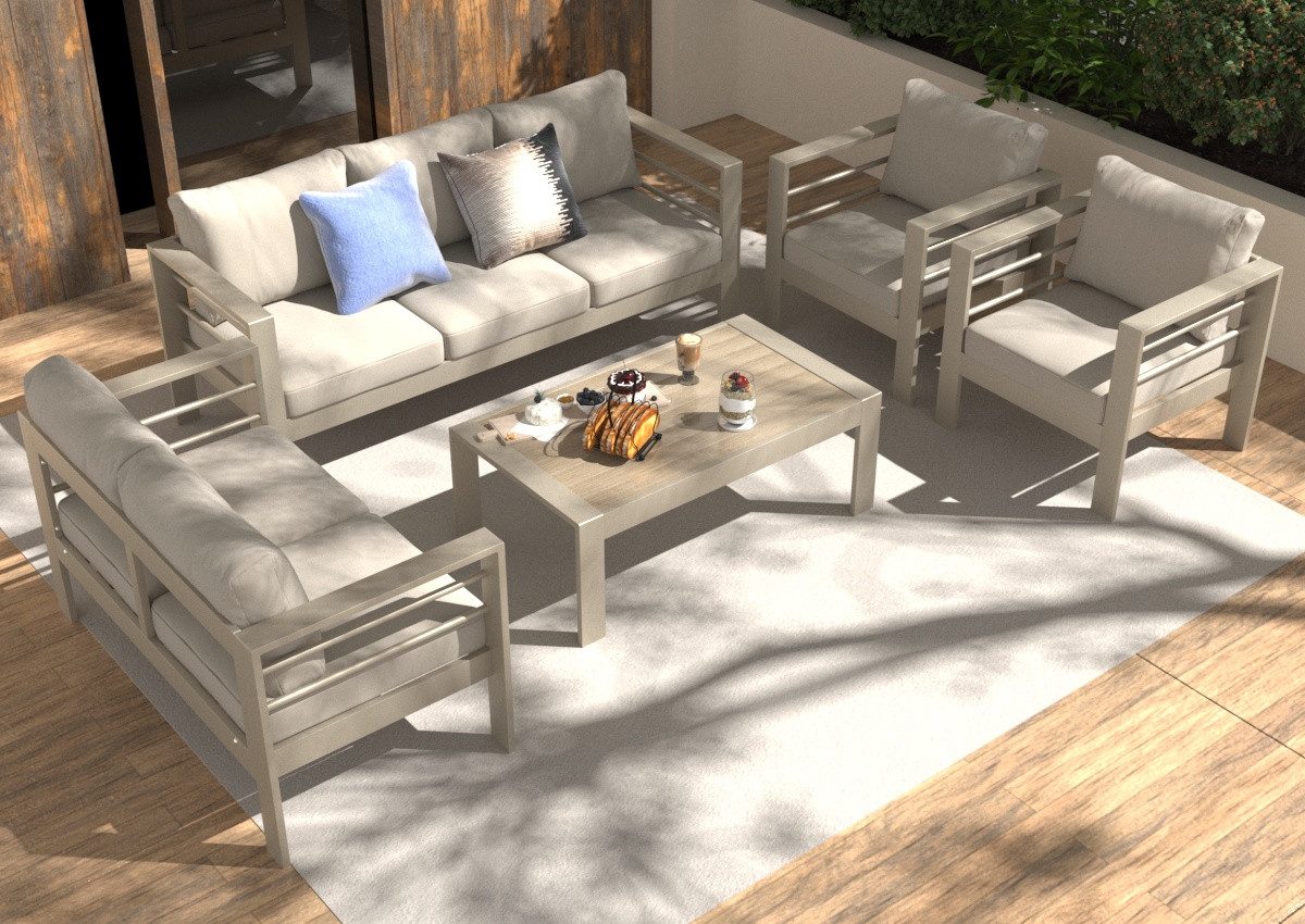 MeXo Gartenlounge-Set Gartenmöbel Set Aluminium wetterfest 6-7 Personen, (1 günstig online kaufen