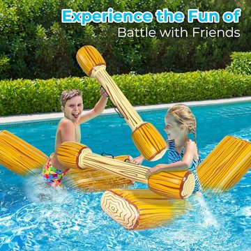LENBEST Luftmatratze Pool Spielzeug Erwachsene Kinder, (4Pcs Battle Log Raft Wasserspielzeug Outdoor, Starke StabilitäT Schwimminsel WasserhäNgematte Aufblasbare luftmatratze Wasser Pool Spielzeug)
