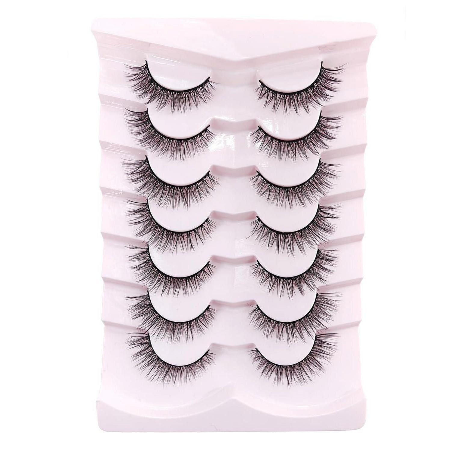 LuxusKollektion Bandwimpern Wimpern Natürlicher Look Katzenauge 7 Paar