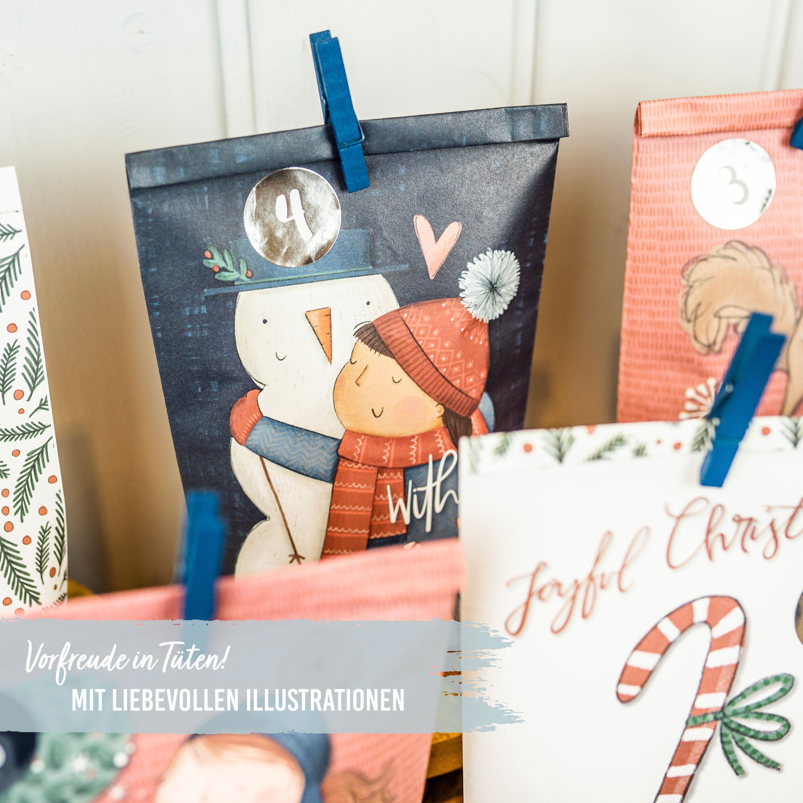 PAPIERDRACHEN befüllbarer Adventskalender Adventskalender mit bedruckten Tüten, Adventskalender zum selber befüllen – Bild 5 von 5