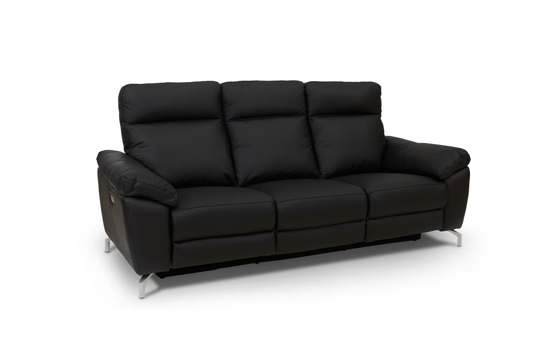 ebuy24 Sofa Sena 3 Personen Recliner Sofa in schwarzen echten, 1 Teile