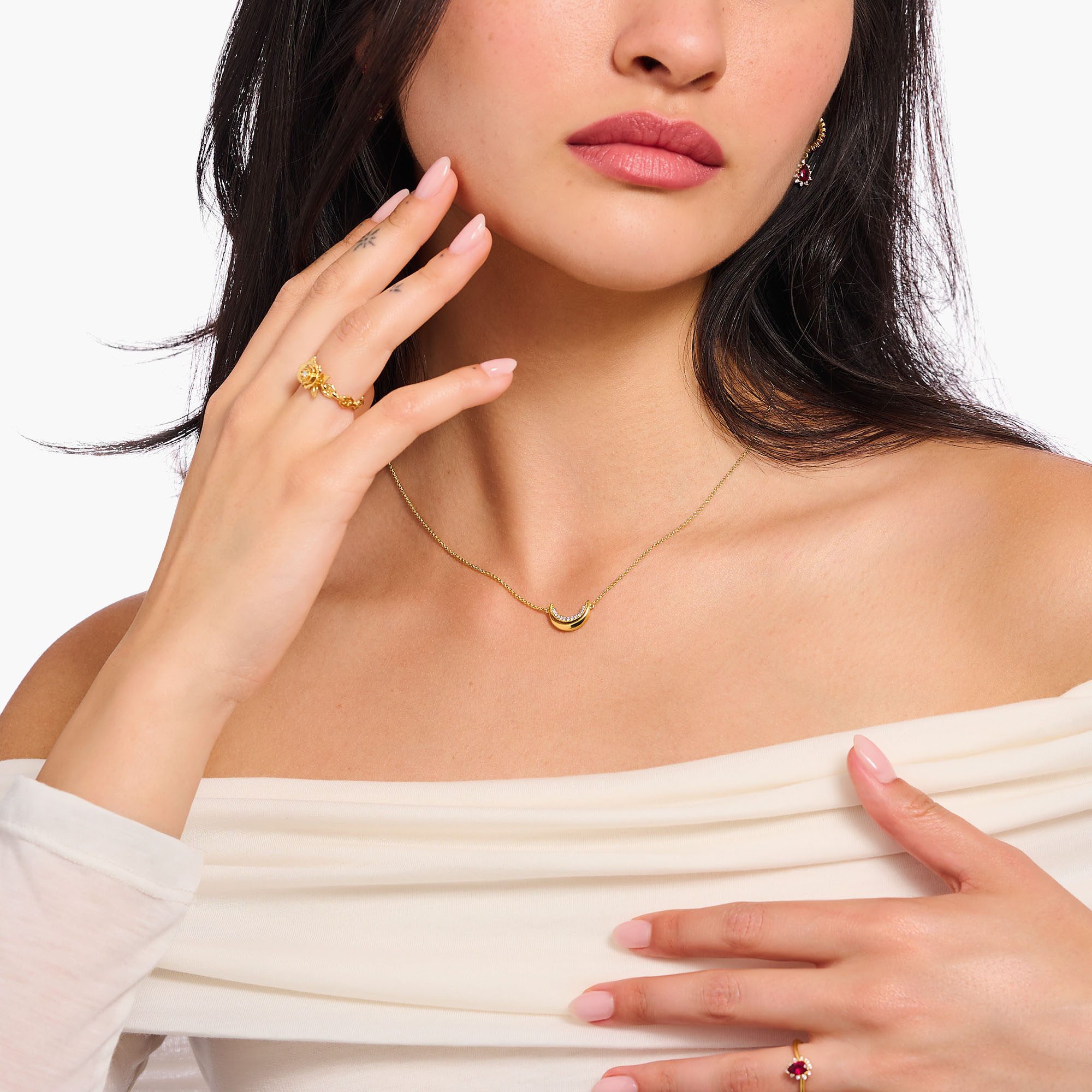 THOMAS SABO Kette mit Anhänger Moon Rom...