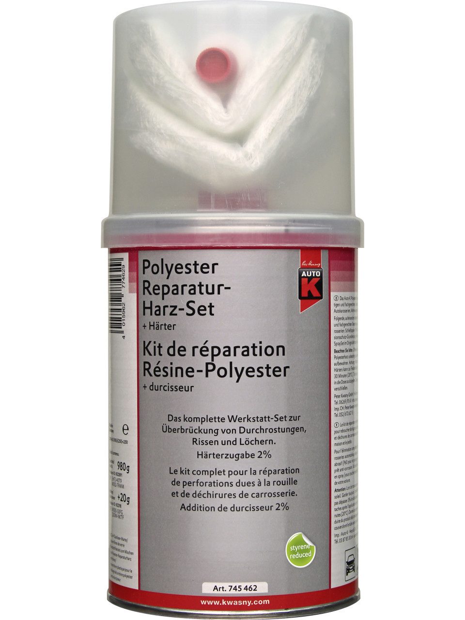 Auto-K Breitspachtel Auto-K Polyester Reparaturharz Set + Härter 1000g