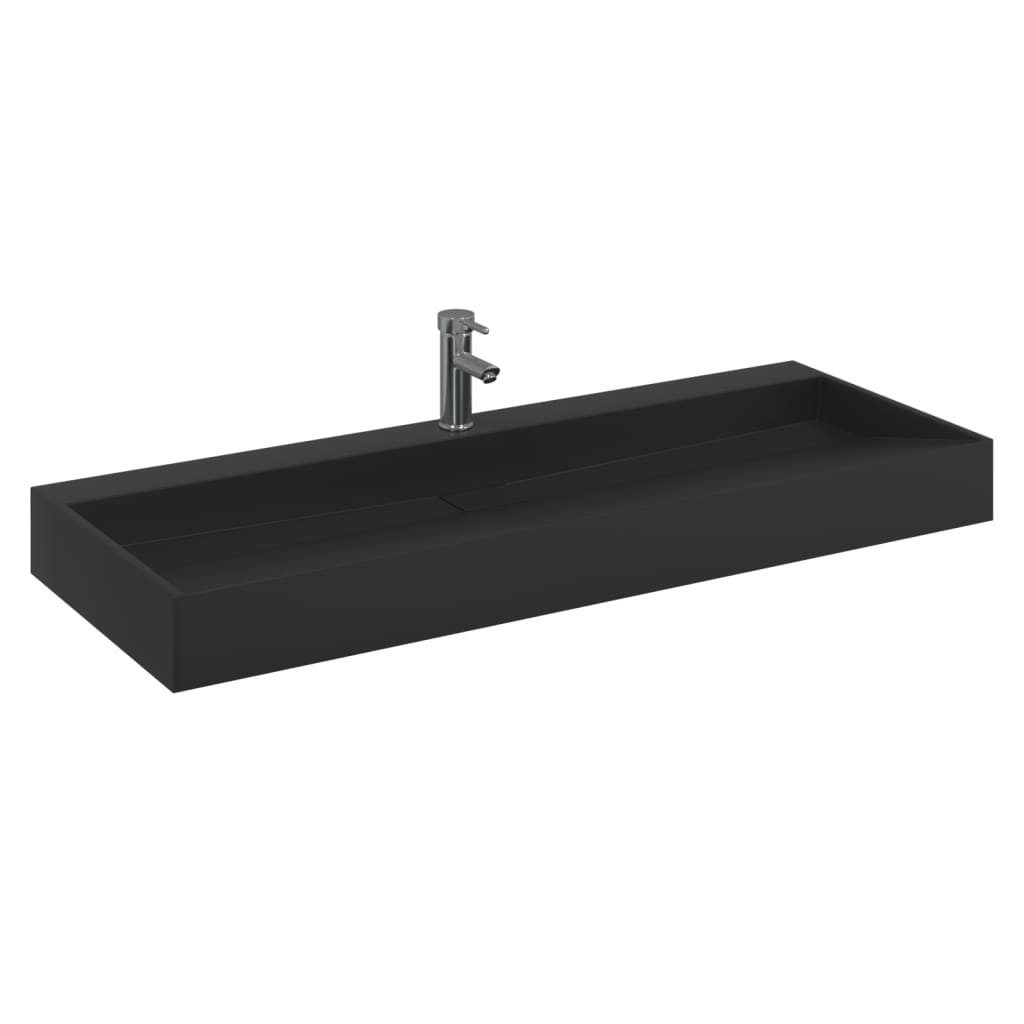 vidaXL Waschbecken Waschbecken 120x46x11 cm Mineralguss/Marmorguss Mattschwarz