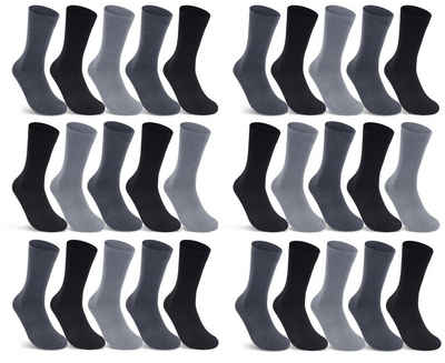 sockenkauf24 Socken 10 I 20 I 30 Paar Damen & Herren Business Socken Baumwolle (Anthrazit, Schwarz, Grau, 30-Paar, 47-50) mit Komfortbund Strümpfe - 10700