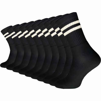 GAWILO Tennissocken für Damen & Herren in schwarz, weiß & grau - Sportsocken aus Baumwolle (10 Paar) Extra langlebig dank verstärktem Frotteefuß - u.a. in 39-42 und 43-46