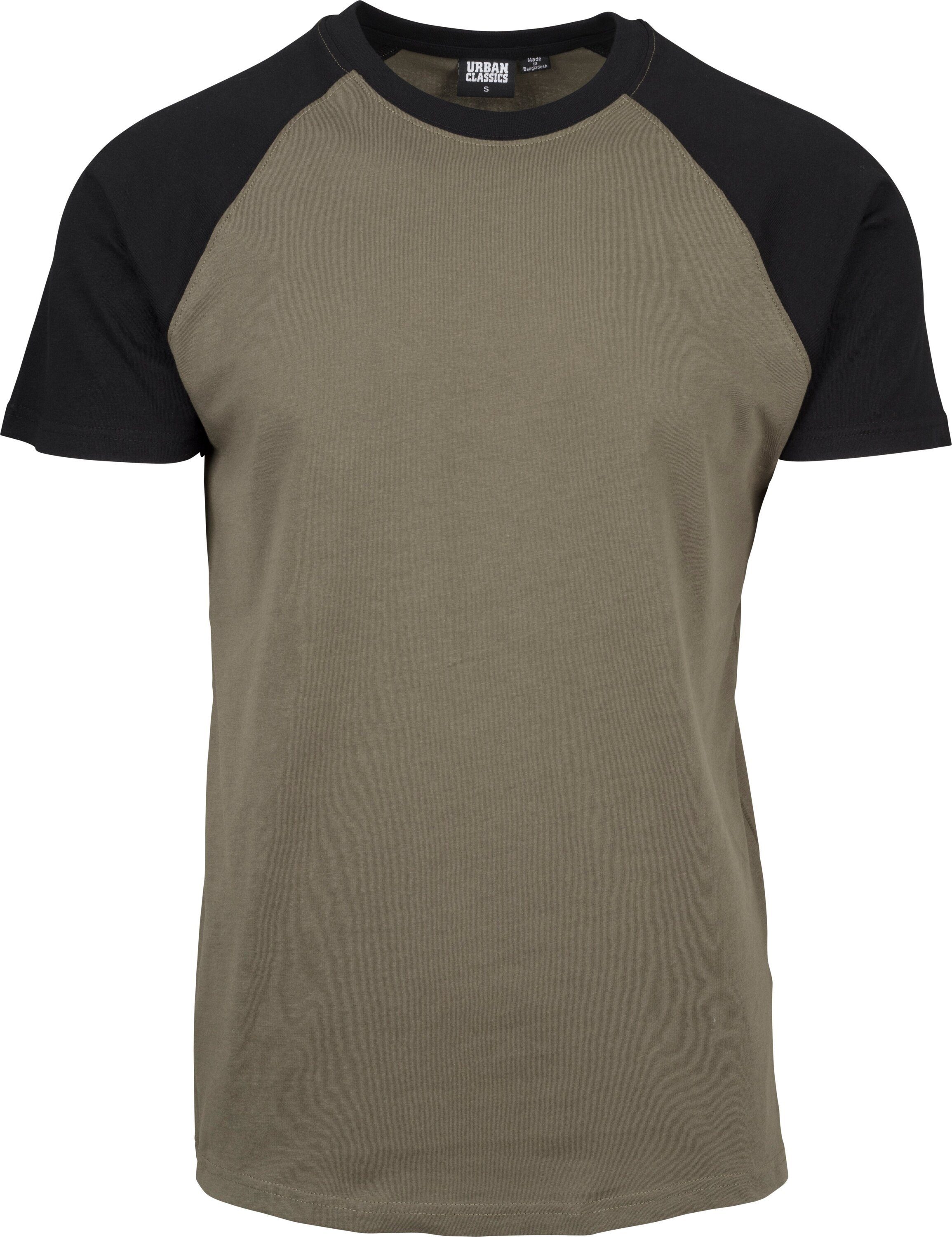 URBAN CLASSICS T-Shirt Herren Raglan Contrast Tee (1-tlg) olive/black