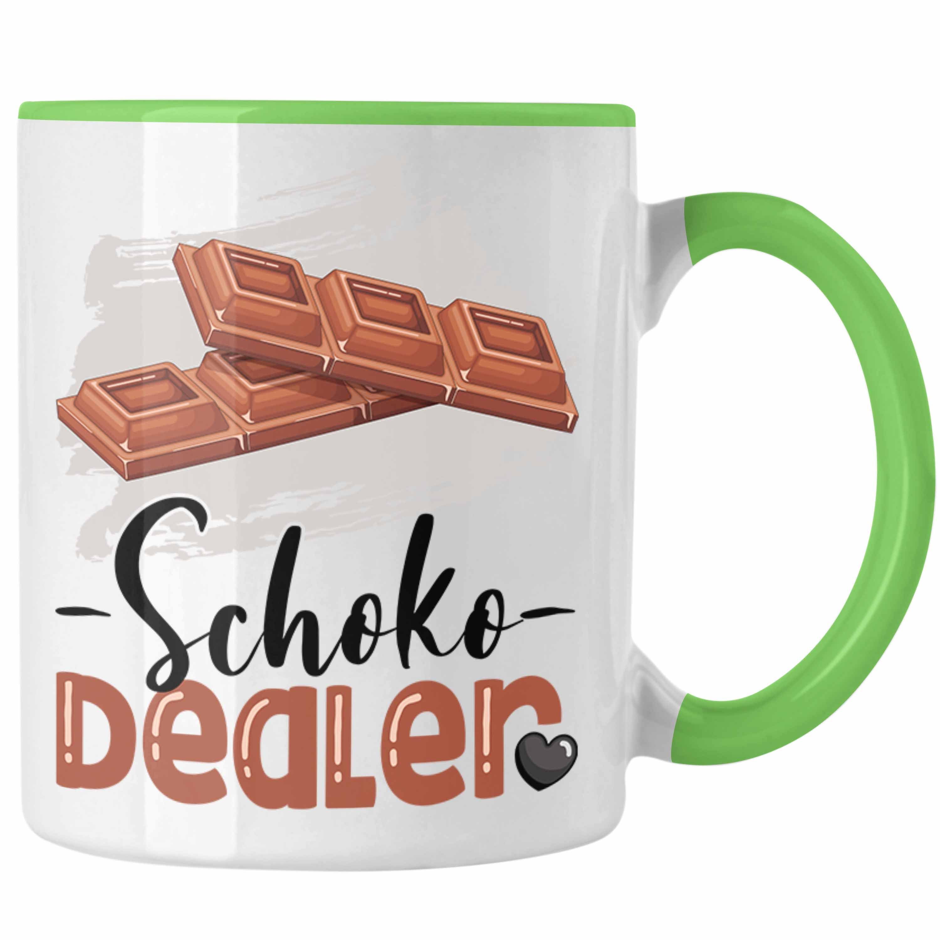 Trendation Tasse Schoko Dealer Tasse Geschenk für Schokoladenverkäufer Geburtstag Spruc Grün