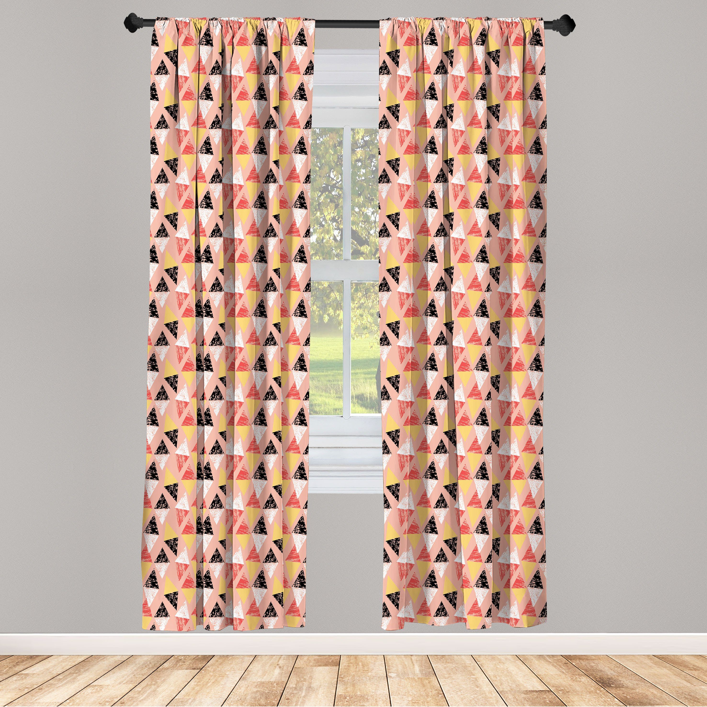 Gardine Vorhang für Wohnzimmer Schlafzimmer Dekor, Abakuhaus, Microfaser, Rhombus Drucken Flüchtiger Triangles