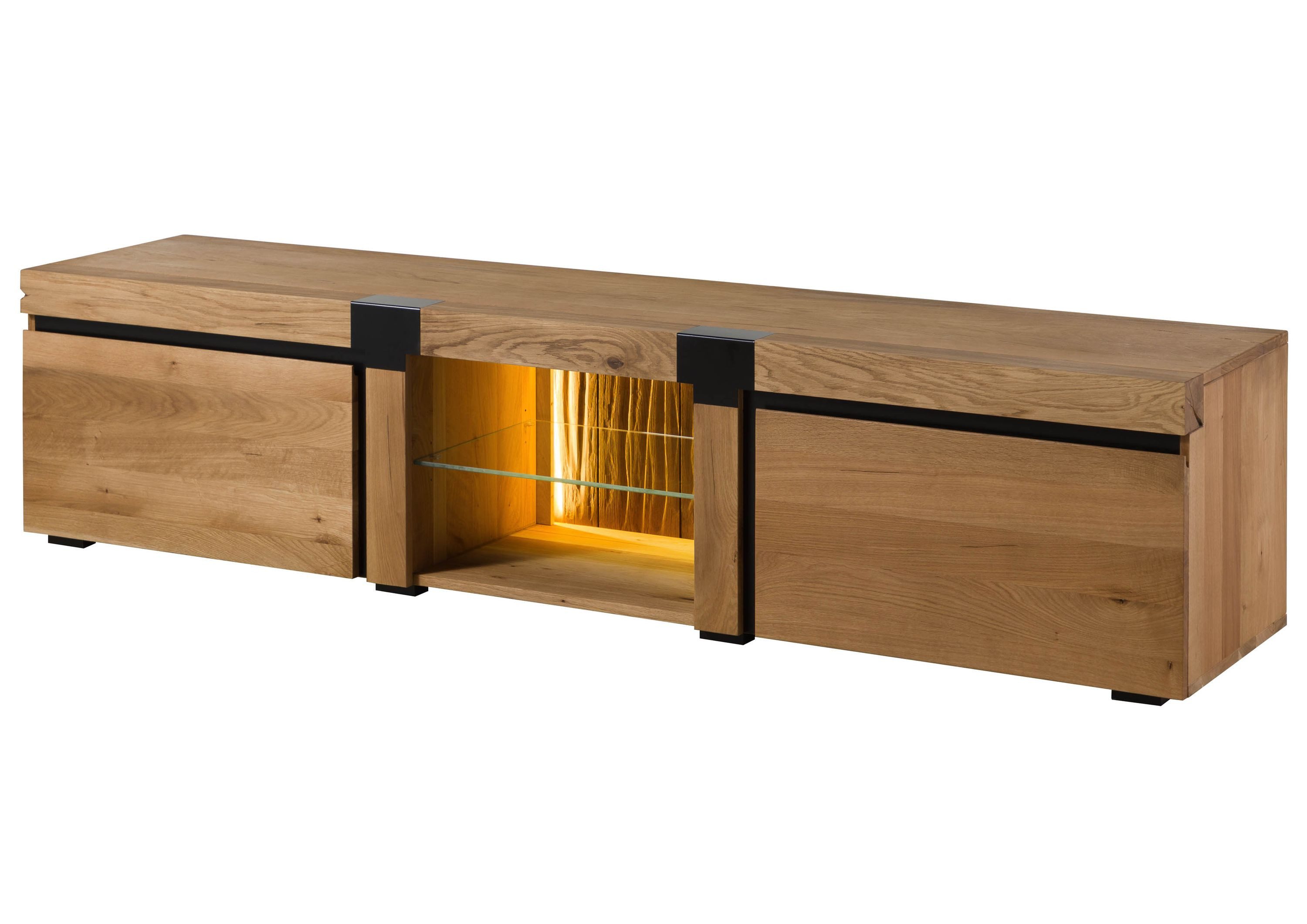 Massivmoebel24 TV-Board ROTTERDAM (Massivholz), Wildeiche 220x48x50 natur geölt ROTTERDAM #122