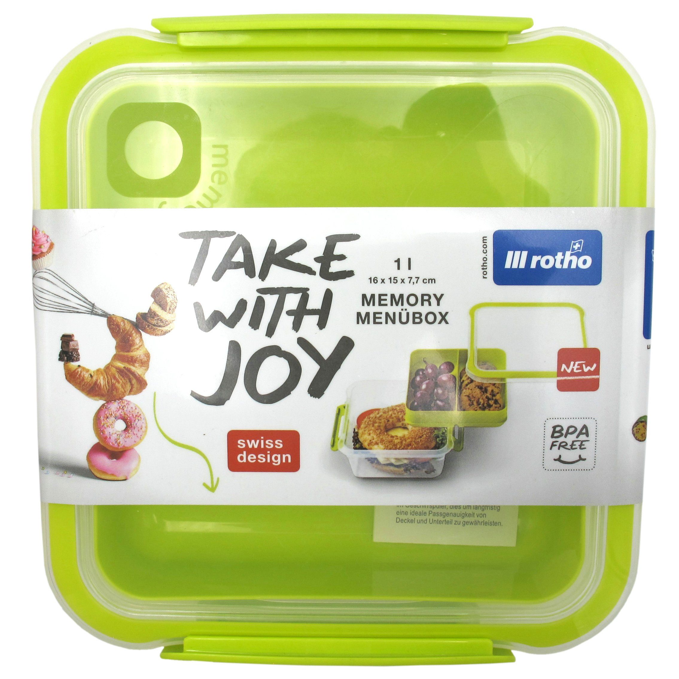 ROTHO Lunchbox Memory Menübox 1 Aufbwahrungsfelder, Auslaufsicher, BPA-frei 3 Liter, getrennte