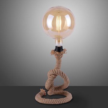 etc-shop LED Tischleuchte, Leuchtmittel nicht inklusive, Vintage Tischleuchte in Seilform Tischlampe mit verknotetem Tau, Seil