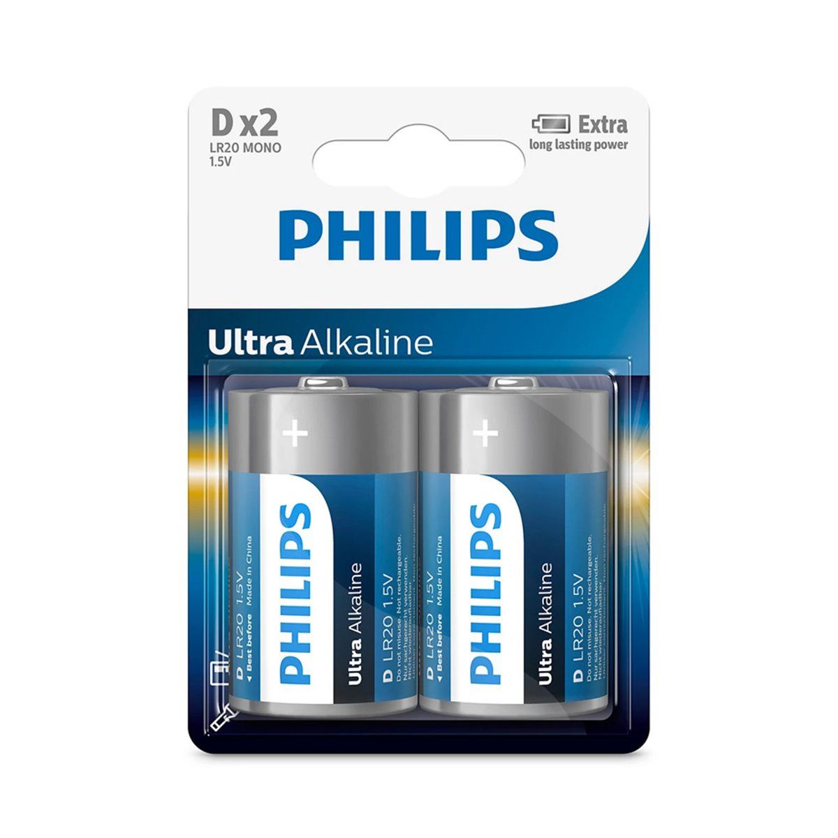 Philips Philips Battery Ultra Alkaline 2 Stück 1,5V 2pc Phil-LR20E2B/10 Verlängerungskabel