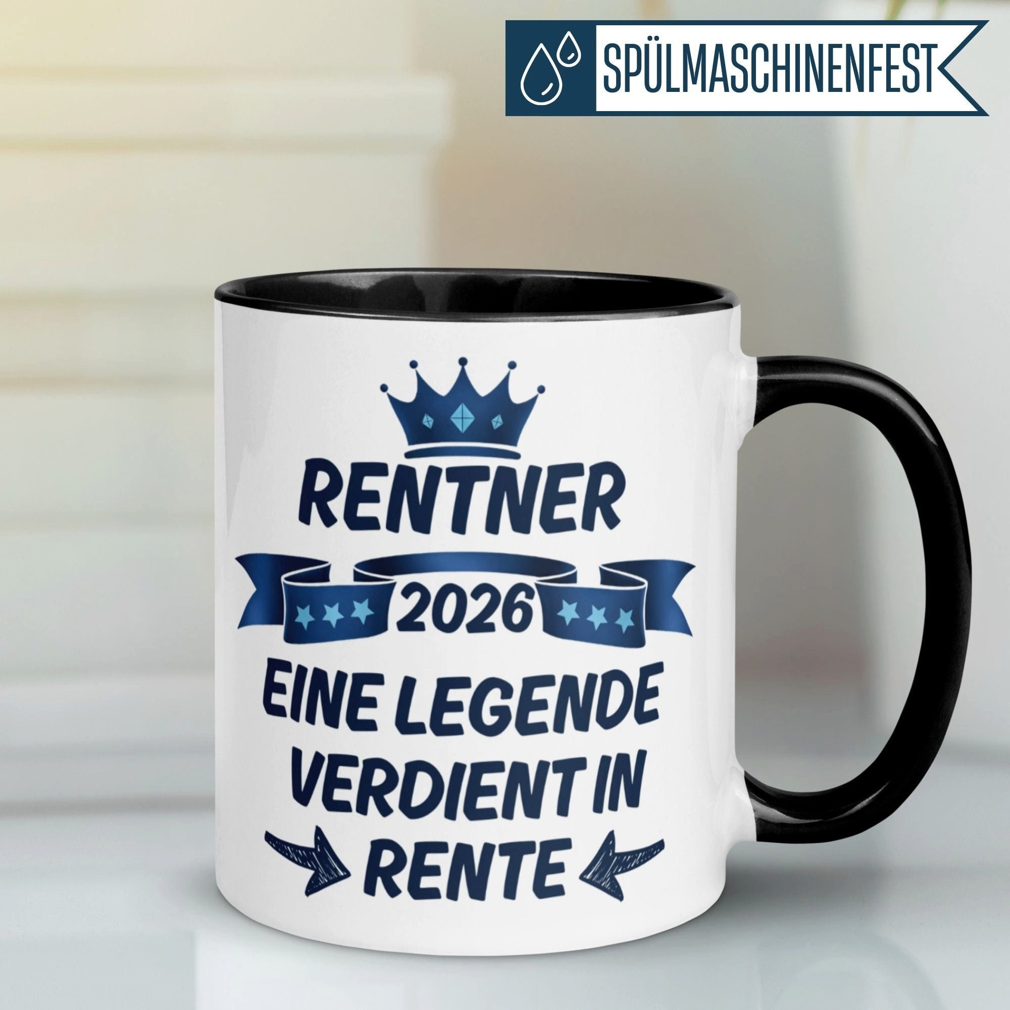 Momentals Tasse Rentner 2026 – „Eine Legende verdient in Rente“ – Rentenbeginn Mann, Gratis Versand · Links-&Rechtshänder · Spülmaschinenfest