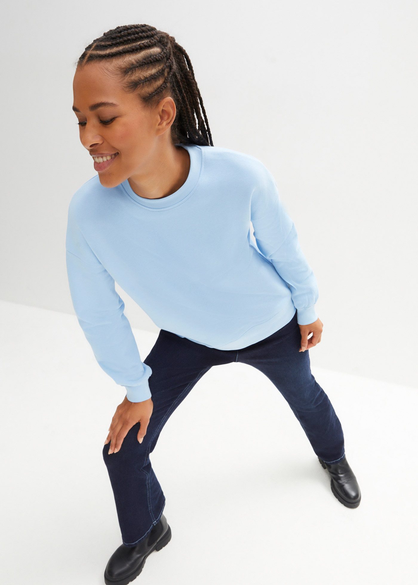 bonprix Sweatshirt Oversize-Passform, aus reiner Baumwolle, elastische Bündchen