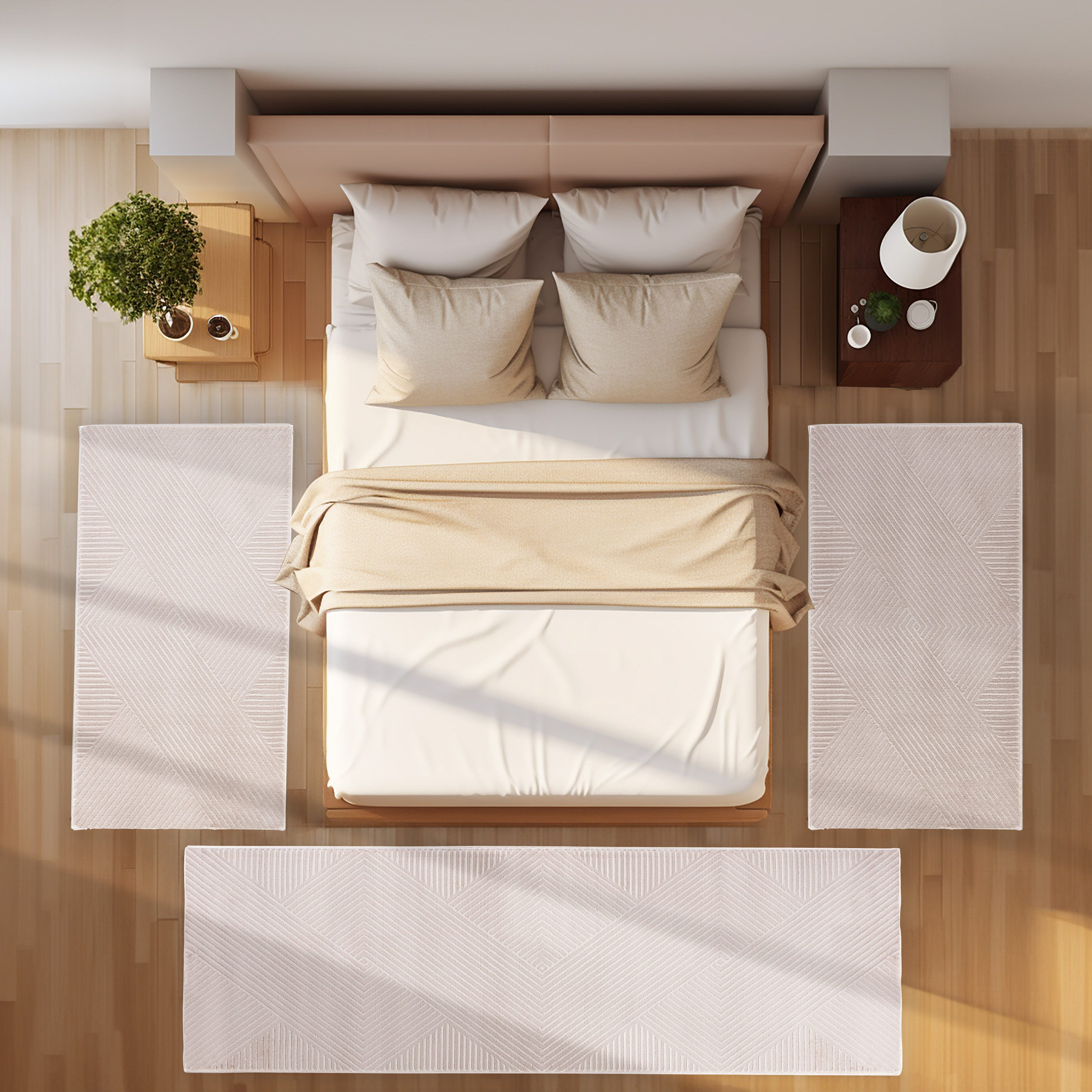 SIMPEX24 Kurzflor-Bettumrandung Skandinavisches Boho Muster, Höhe günstig online kaufen