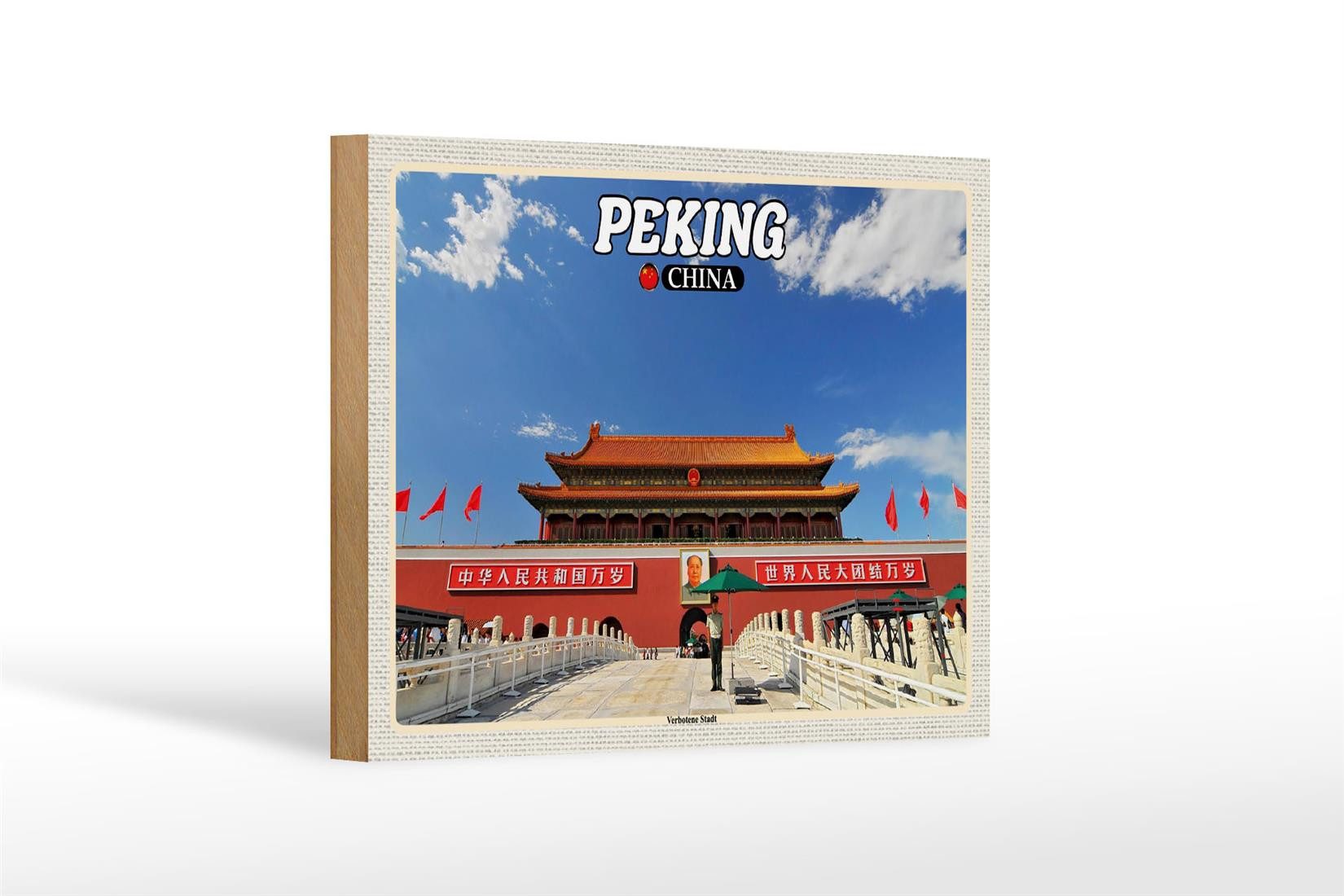 Femer GmbH Holzbild Reise 18x12 cm Peking China Verbotene Stadt, (1 St), Glatte Holzfaserplatte (MDF), vorn beschichtet