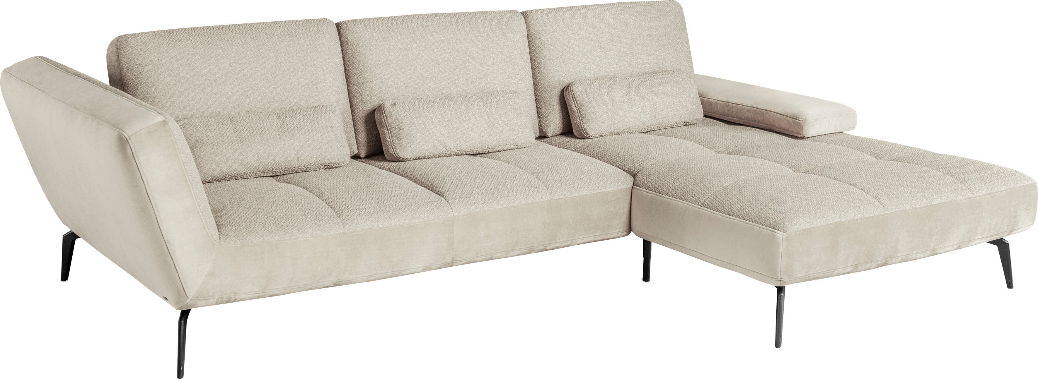 set one by 4300, Musterring Ecksofa SO und beige05/sand16 Nierenkissen Sitztiefenverstellung inklusive