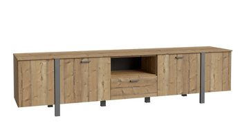 99rooms Lowboard Mulai (TV-Kommode, TV-Schrank), mit 4 Türen, offenem Fach, Schublade, aus Holzwerkstoff