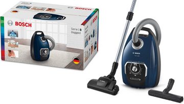 BOSCH Bodenstaubsauger BGB75X494, Serie 8, blau, 650 W, mit Beutel, inkl. Hartbodendüse, extra langes Kabel, leise