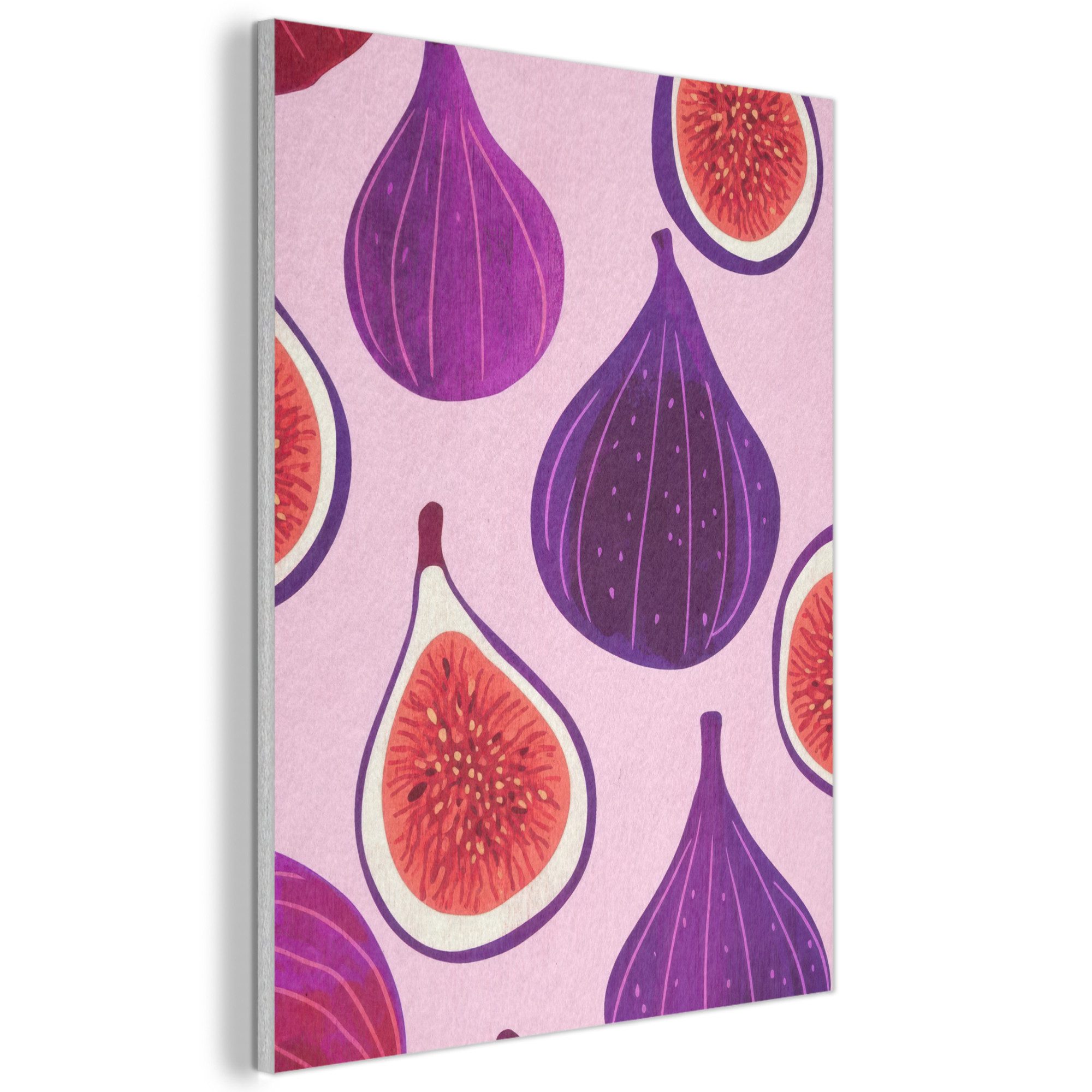 MuchoWow Картина Feigen - Rosa - Lila, Fotodruck (1 St), Akustikpaneele, Wandpaneele, Schalldämmung, Akustikbilder 30x40 cm