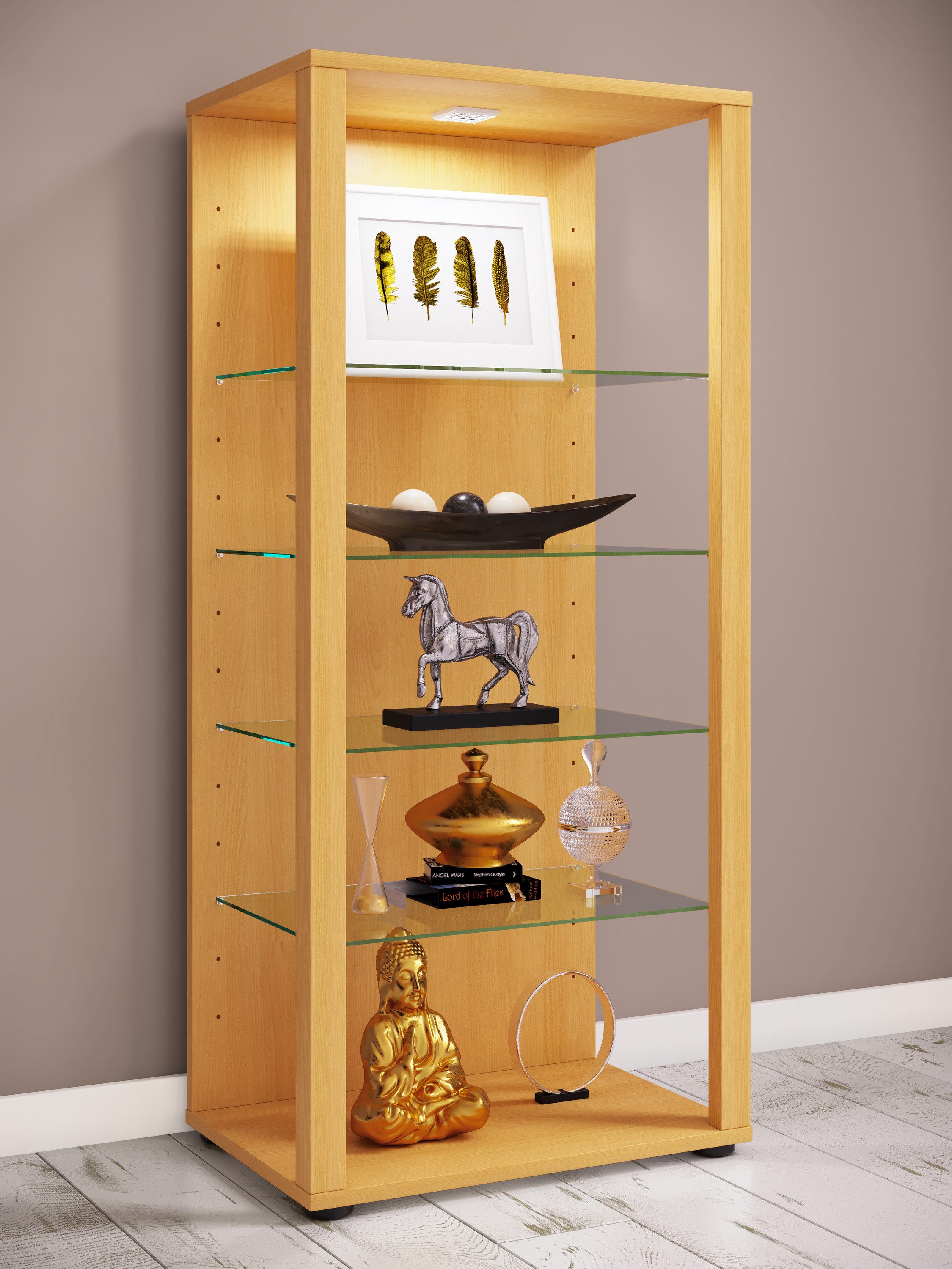 VCM Standvitrine Holz Glas Stand Vitrine Sammelvitrine Glasol lll