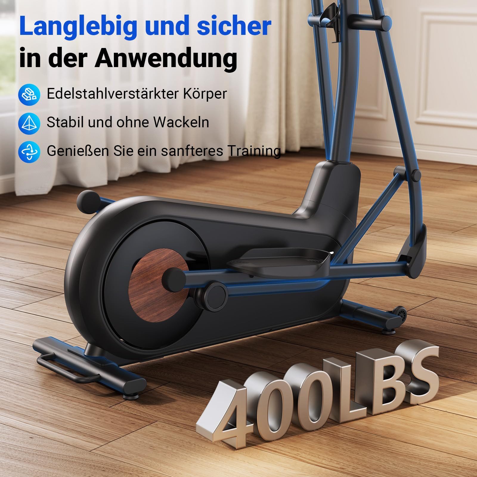 MERACH Crosstrainer Heimtrainer, Leises Hometrainer Fahrrad (mit Einstellbarem 8 Magnetische Widerstandsstufen, mit Verbessertem LCD-Monitor, Eigener App), mit 2 Wasserbecherhalter, 180kg Belastbar
