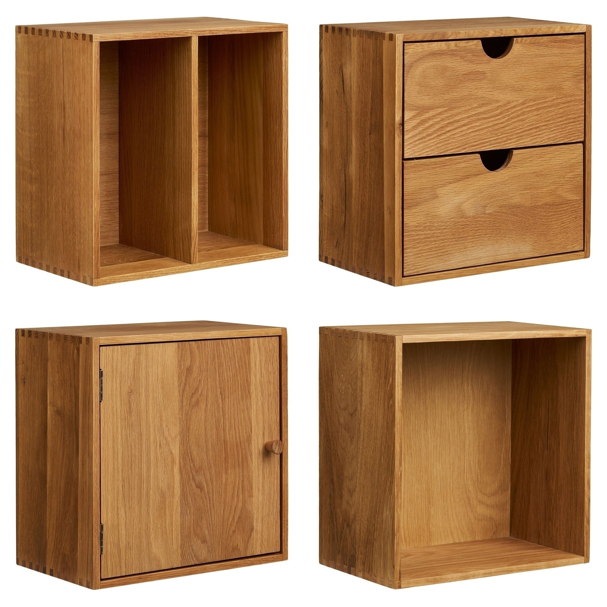 freiraum Regalwürfel Townsville, 4er-Set, (4er-Set) in Eiche, Massivholz - 30x30x18cm (BxHxT)