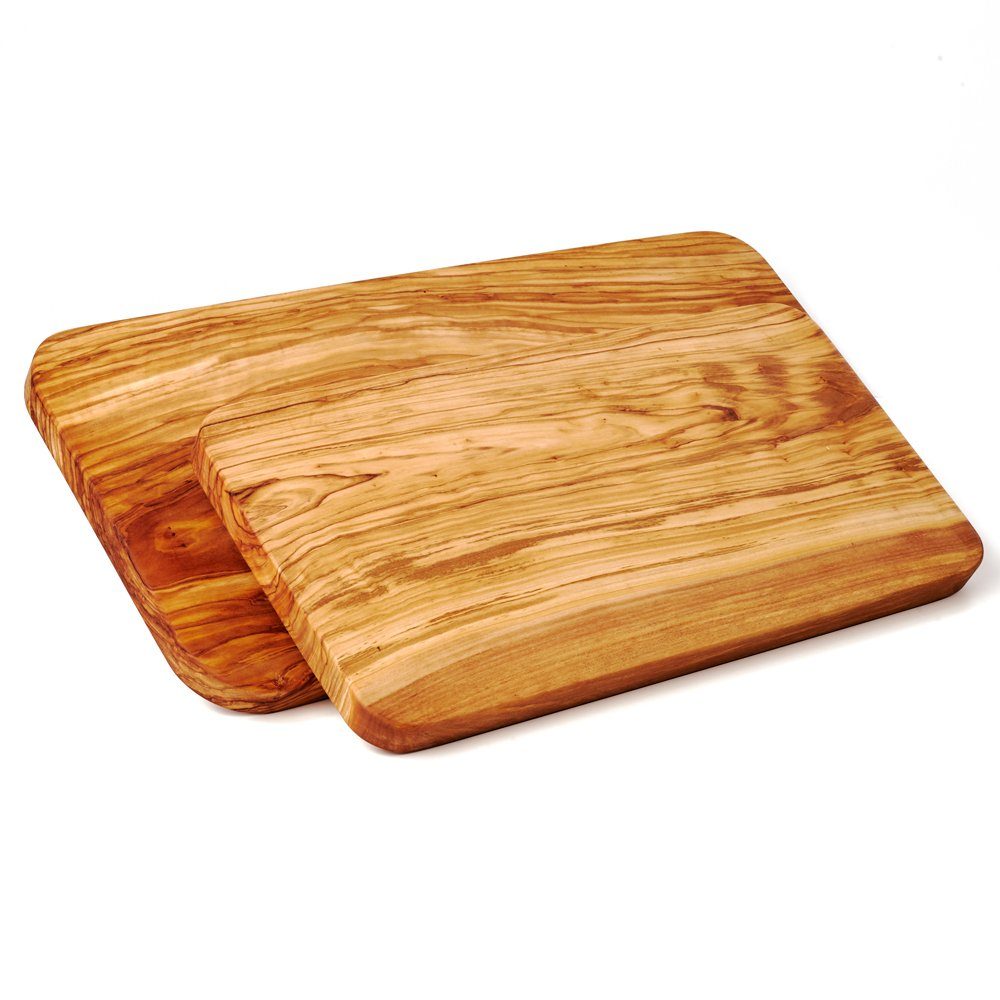 dasOlivenholzbrett Schneidebrett 2er Set Schneidebrett aus Olivenholz, rechteckig mit gerundeten Ecken, Olivenholz, (2-St)